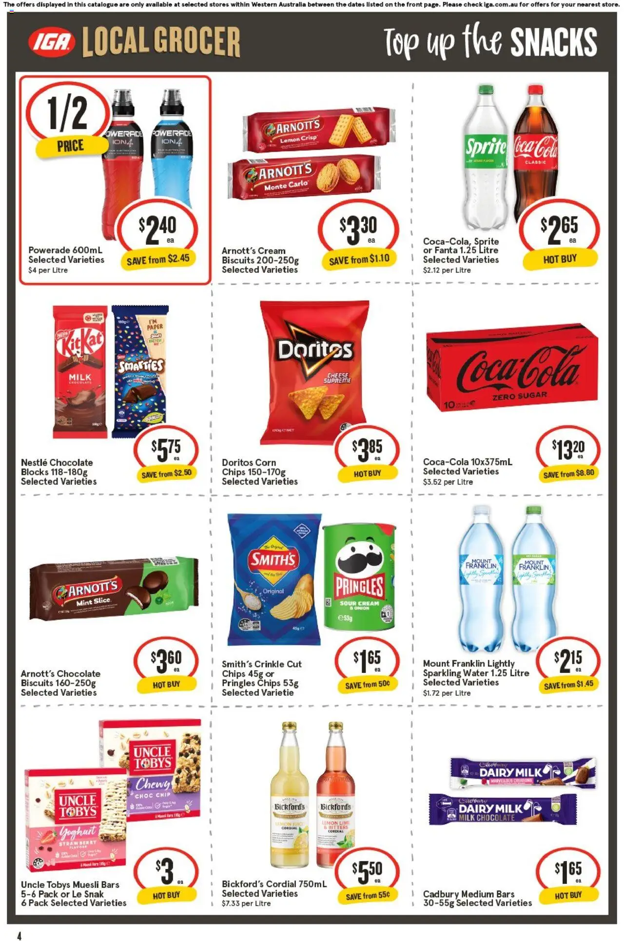 IGA catalogue - valid from 22.10.2025 | Page: 4 | Products: Juice, Sour cream, Chips, Lime