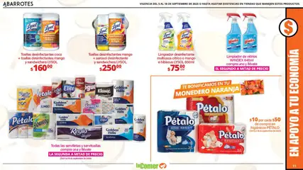 Nuevas ofertas de La Comer válidas en toda la República Mexicana desde el 05.09.2025. ¡Encuentra las mejores ofertas en La Comer - Folleto! | Página: 11 | Productos: Monedero, Toalla, Desinfectante, Cocina
