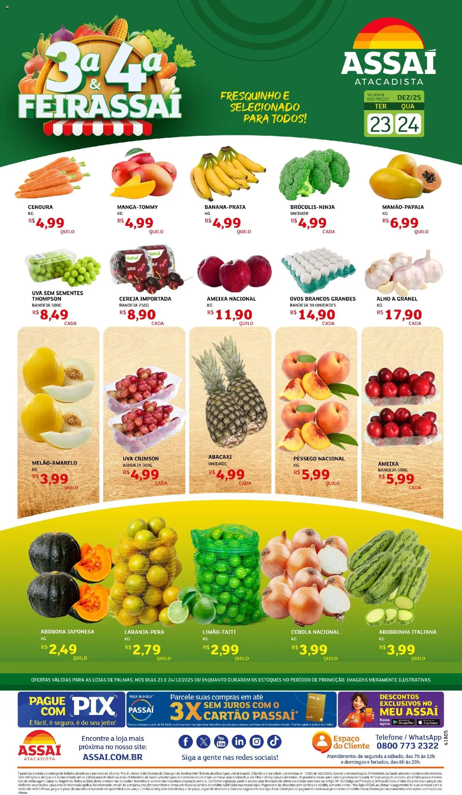 Assaí Atacadista Folheto - válido de 23.12.2025 | Página: 1 | Produtos: Pêssego, Cereja, Abóbora, Abacaxi