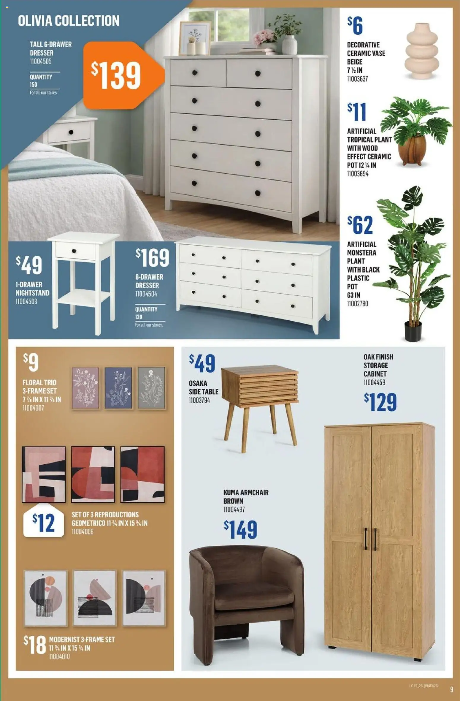 Canac flyer valid from 19.03.2026 | Page: 9 | Products: Armchair, Table, Cabinet, Vase