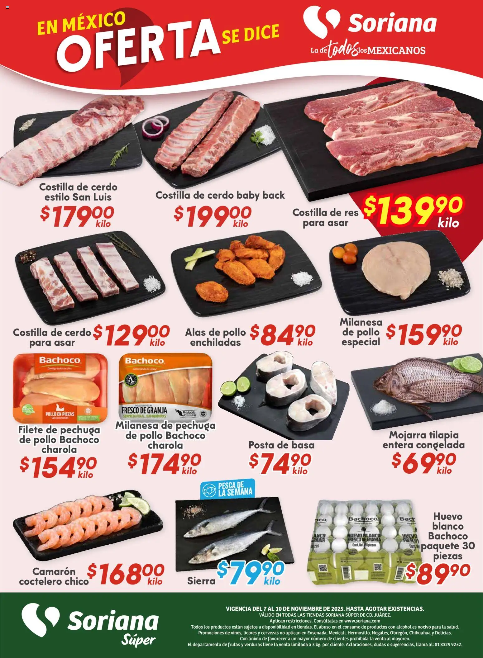 Nuevas ofertas de Soriana válidas en toda la República Mexicana desde el 07.11.2025. ¡Encuentra las mejores ofertas en Soriana - Fin de Semana Súper: Juárez! | Página: 4 | Productos: Milanesa, Huevo, Cerdo, Sierra
