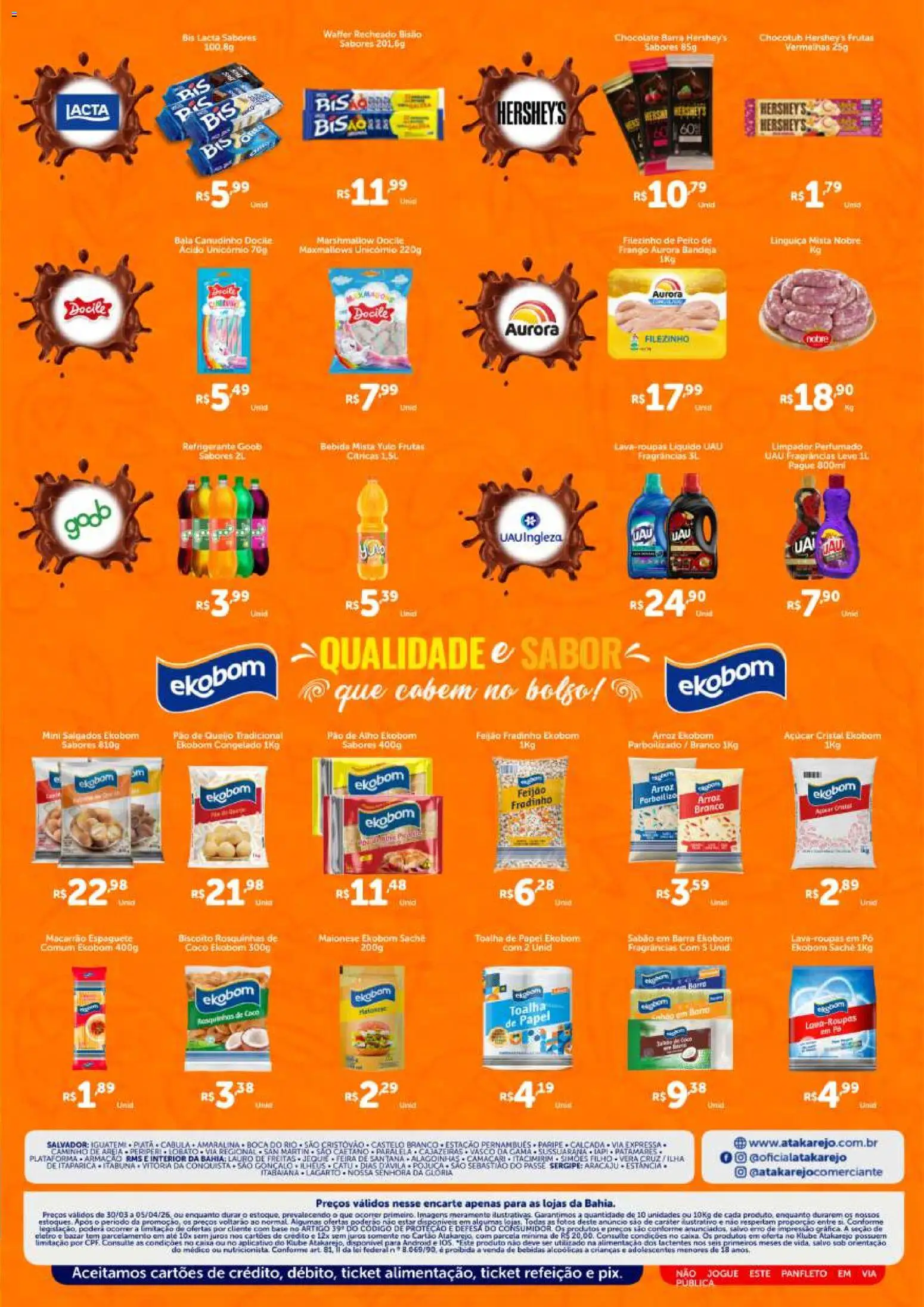 Atakarejo Folheto - válido de 30.04.2026 | Página: 4 | Produtos: Biscoito, Linguiça, Base, Peito de frango