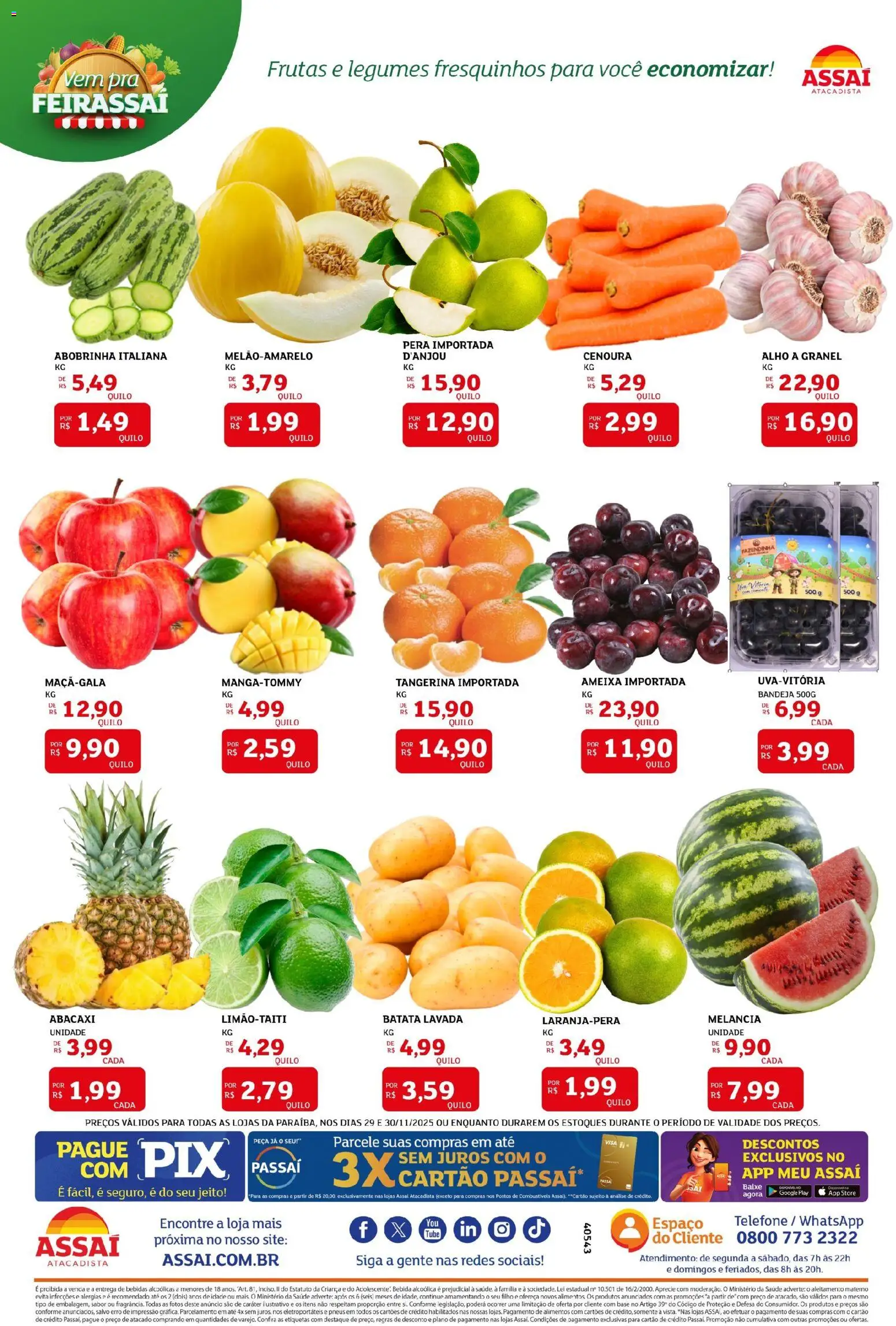 Assaí Atacadista Folheto - válido de 29.11.2025 | Página: 3 | Produtos: Pneus, Cenoura, Bandeja, Telefone