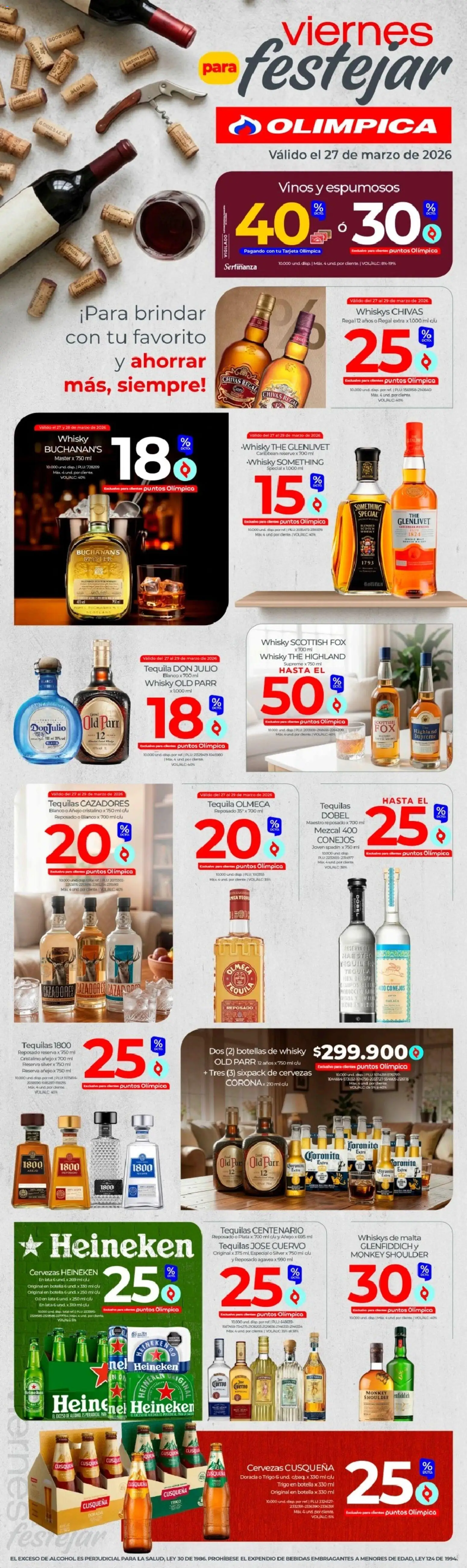 Olímpica revista - valida desde el 27.03.2026 | Página: 1 | Productos: Whisky, Botella, Pan, Tintura