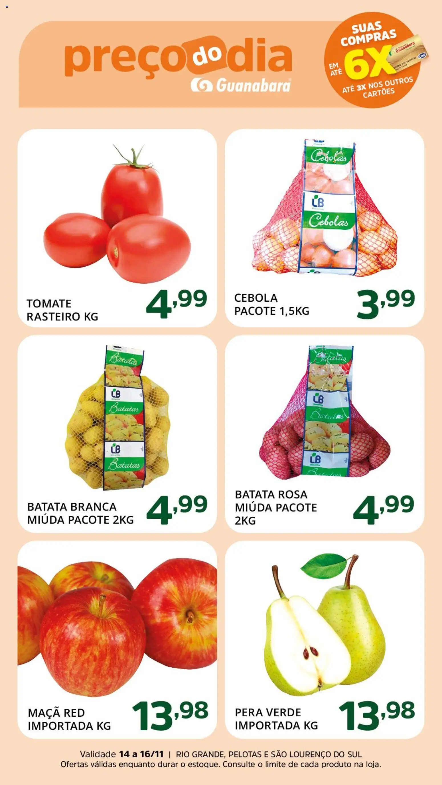 Supermercado Guanabara Folheto - válido de 14.11.2025 | Página: 4 | Produtos: Pera, Cebola, Batata