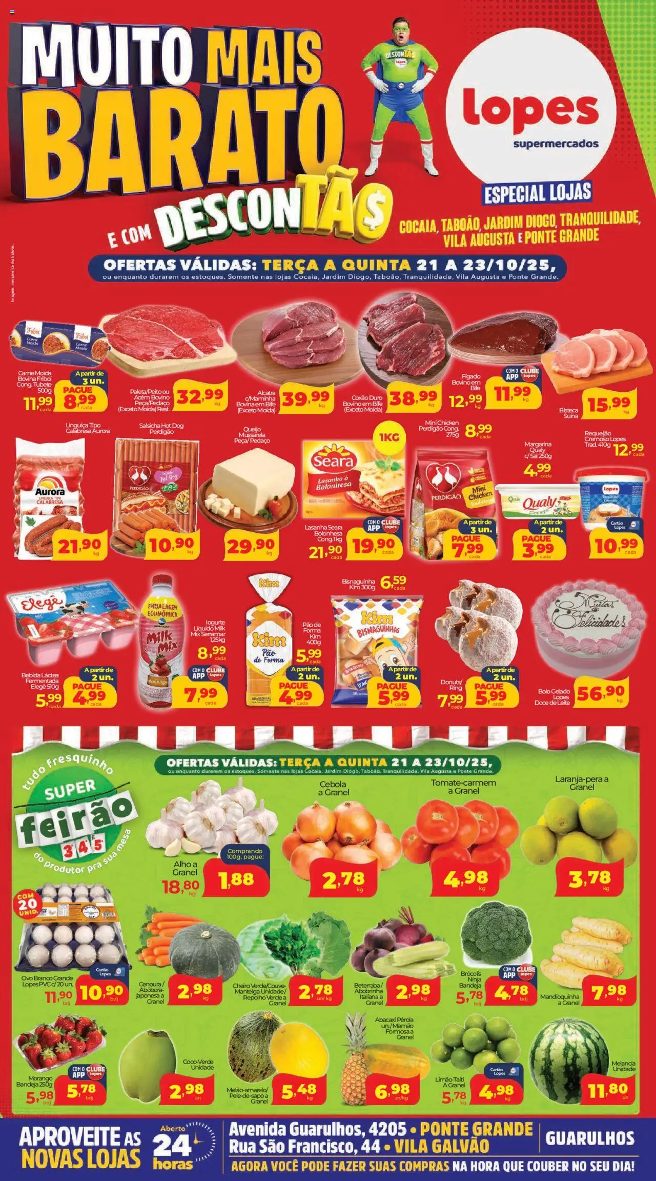 Lopes Supermercados Folheto - válido de 21.10.2025 | Página: 1 | Produtos: Mandioquinha, Bolo, Bebida, Doce de leite