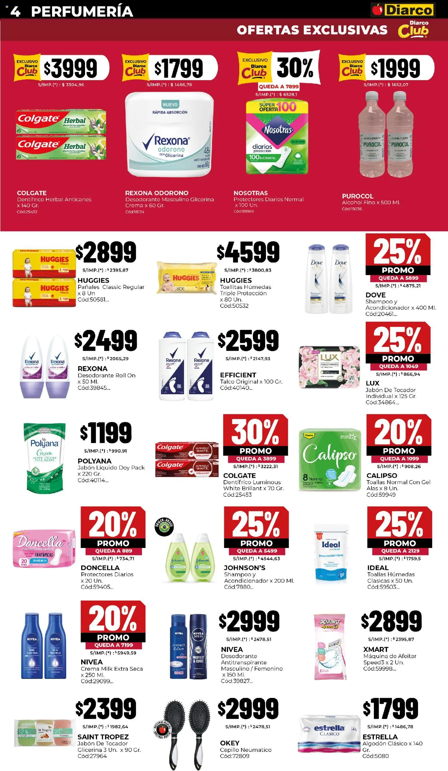 Diarco - Ofertas │ válido desde el 29.12.2025 | Página: 4 | Productos: Algodón, Maquina de afeitar, Antitranspirante, Pañales
