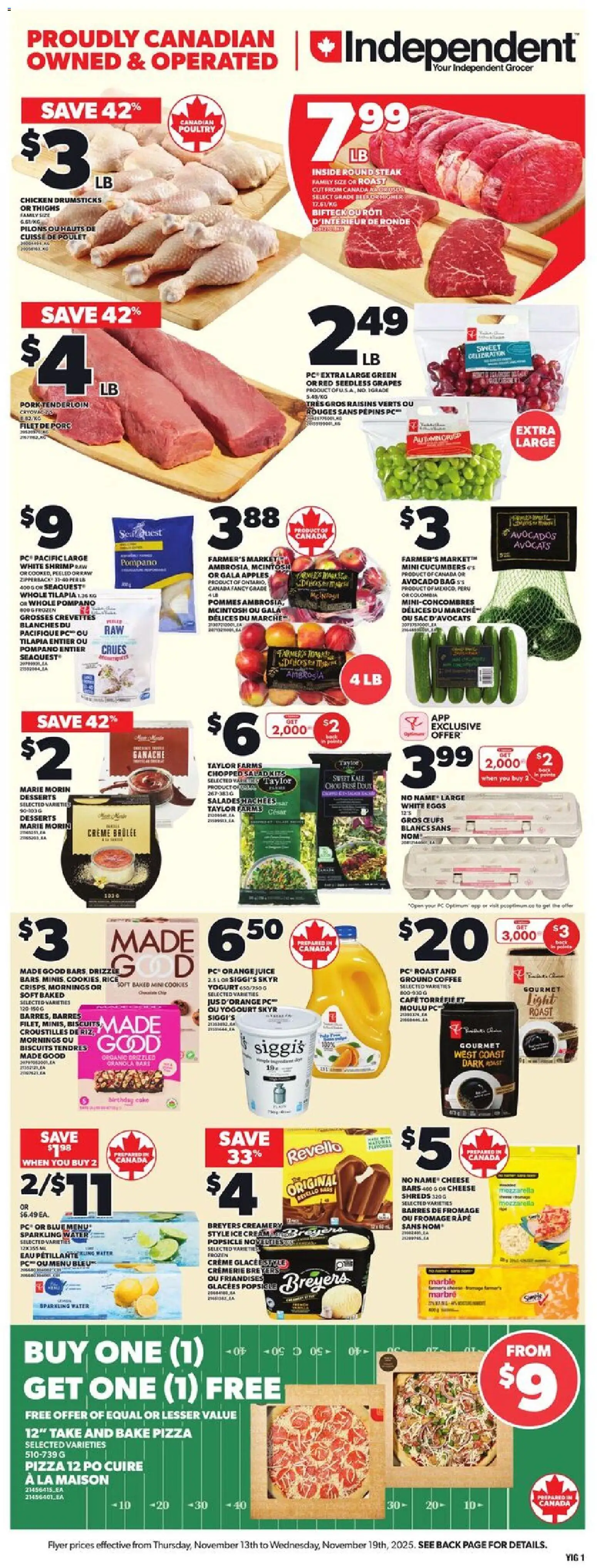 Independent Grocer flyer valid from 13.11.2025 | Page: 3 | Products: Cookies, Cheese, Eggs, Apples