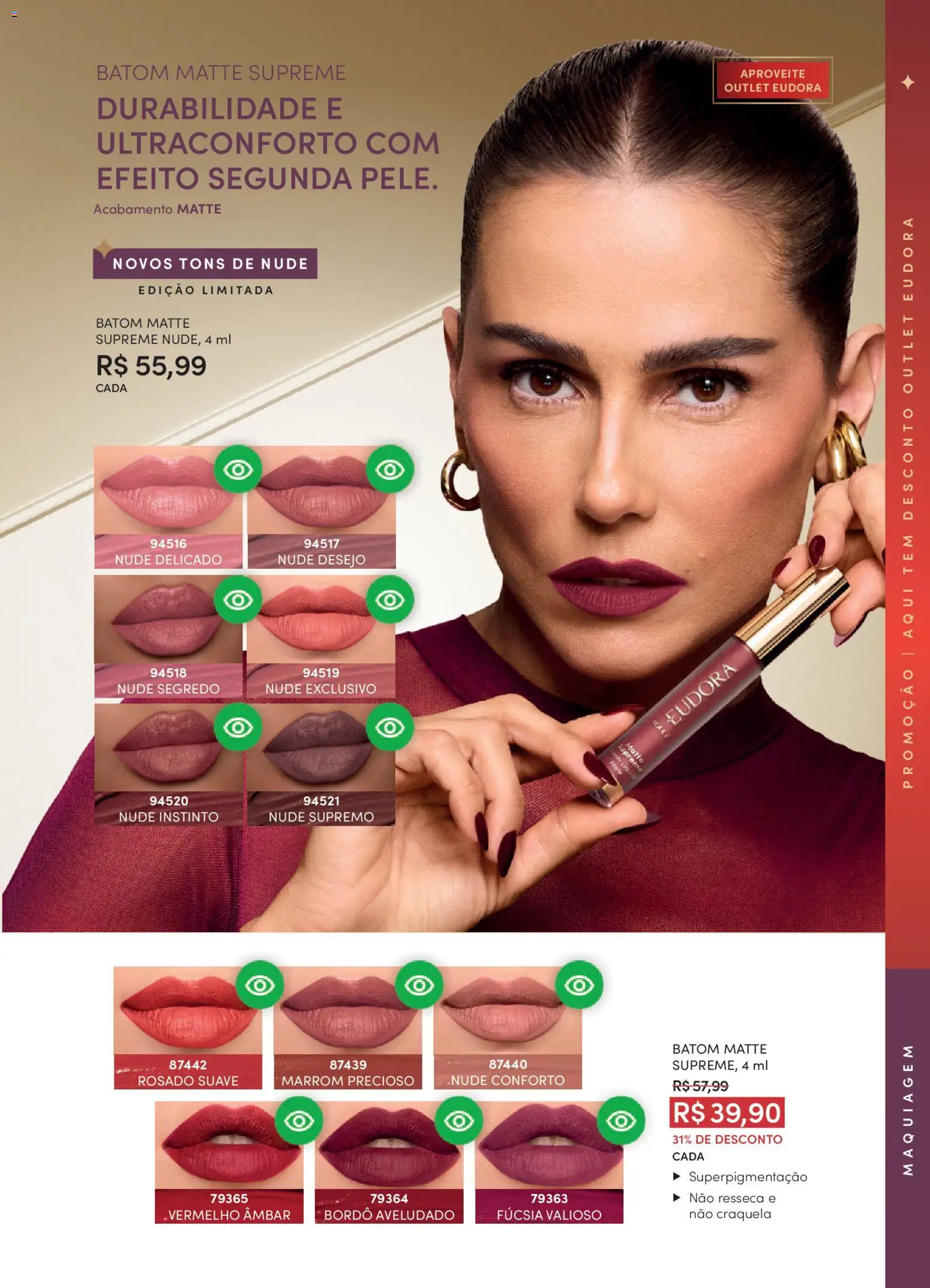 Eudora Folheto - válido de 17.12.2025 | Página: 86 | Produtos: Maquiagem, Batom