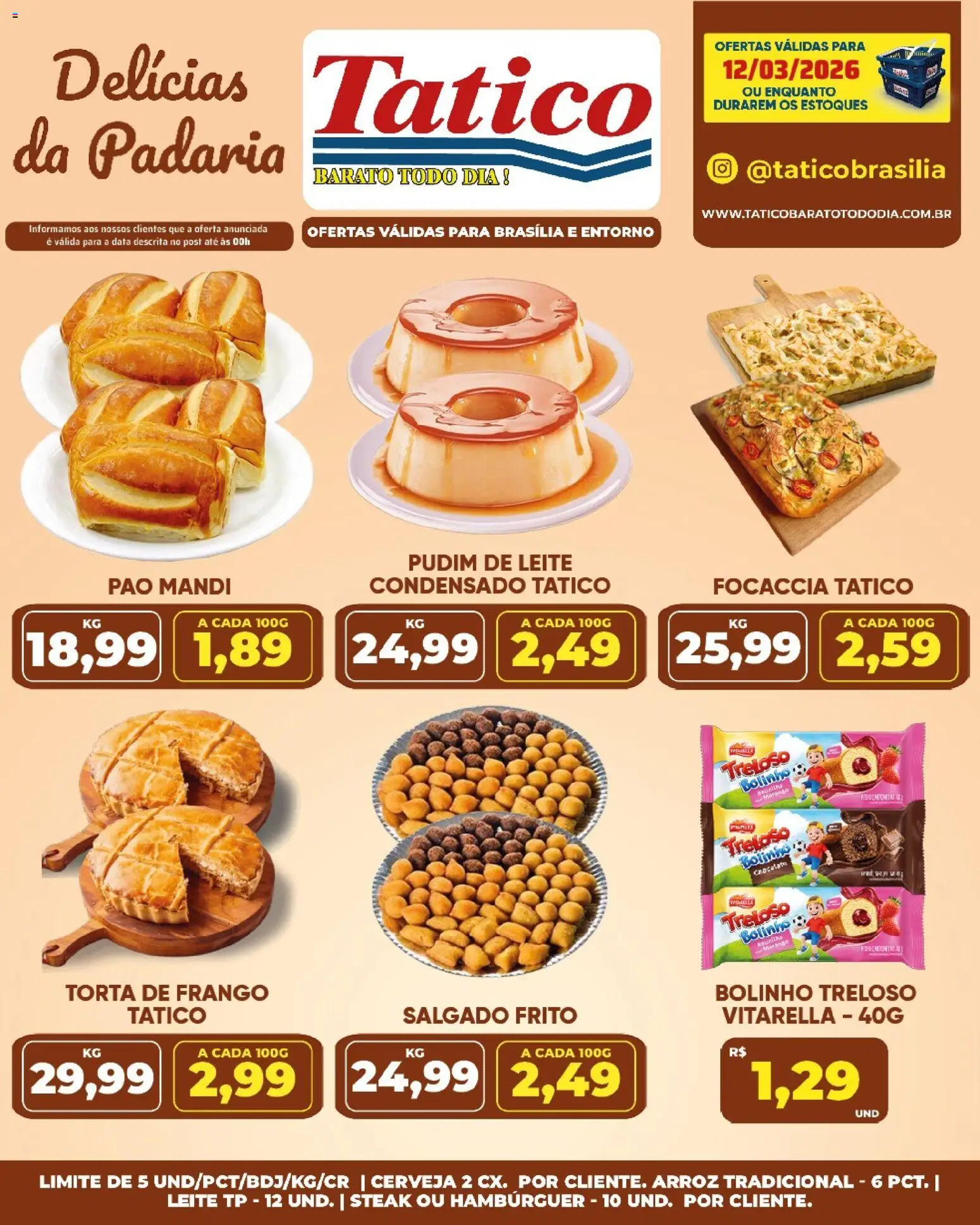 Tatico Folheto - válido de 12.03.2026 | Página: 21 | Produtos: Leite, Pão, Hambúrguer, Frango