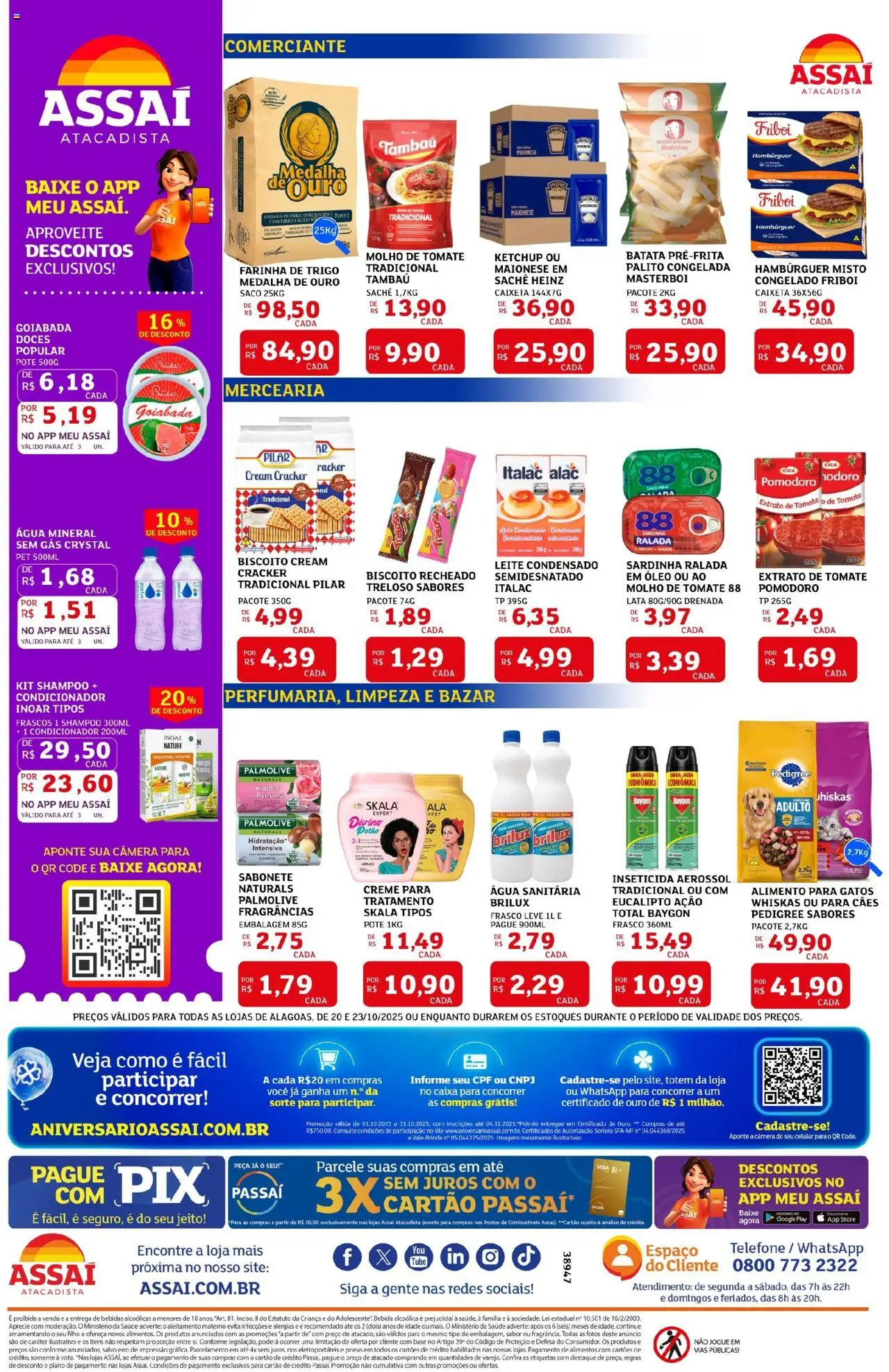 Assaí Atacadista Folheto - válido de 20.10.2025 | Página: 2 | Produtos: Condicionador, Sabonete, Água mineral, Telefone