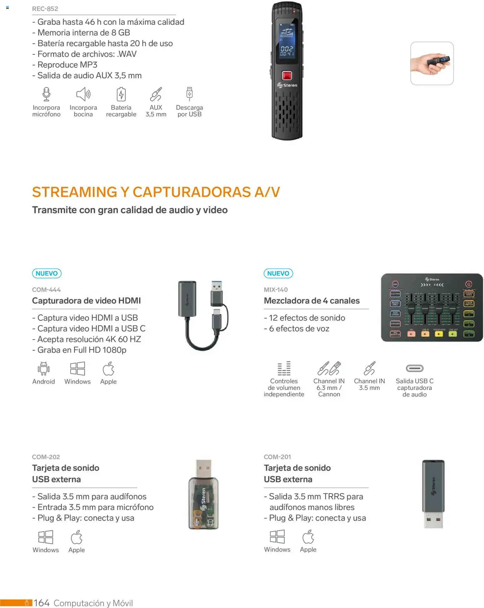 Nuevas ofertas de Steren válidas en toda la República Mexicana desde el 01.01.2026. ¡Encuentra las mejores ofertas en Steren catálogo! | Página: 176 | Productos: Usb, Mp3, Audífonos, Micrófono