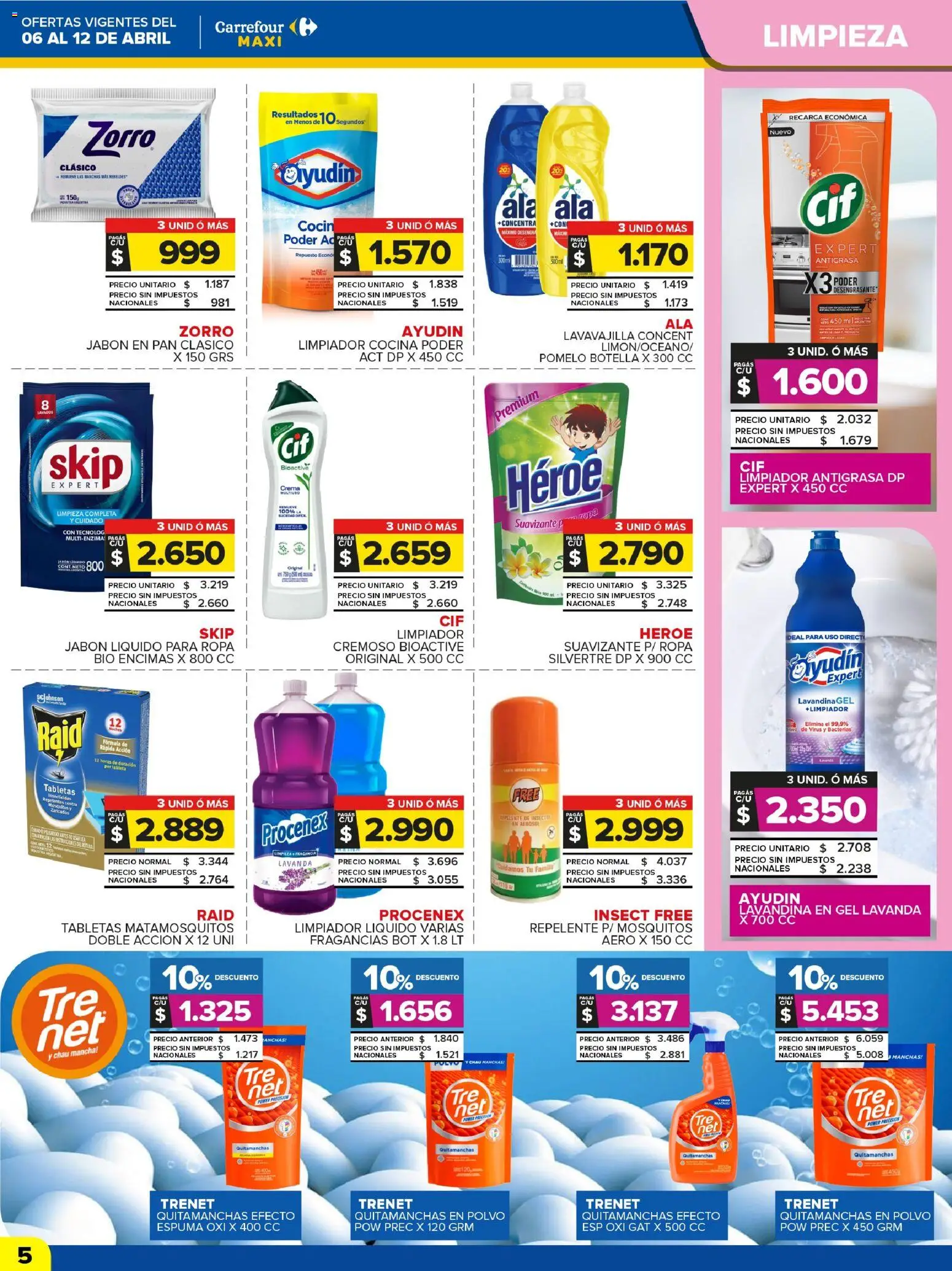 Carrefour Maxi catálogo │ válido desde el 06.04.2026 | Página: 5 | Productos: Lavandina, Fragancia, Polvo, Limpiador