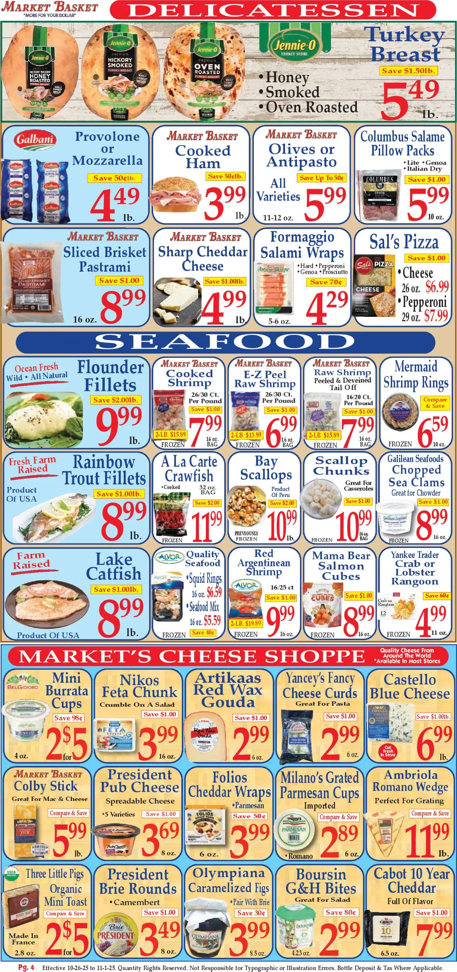 Market Basket Ad - valid from 26.10.2025 | Page: 4 | Products: Salami, Pasta, Seafood, Oven