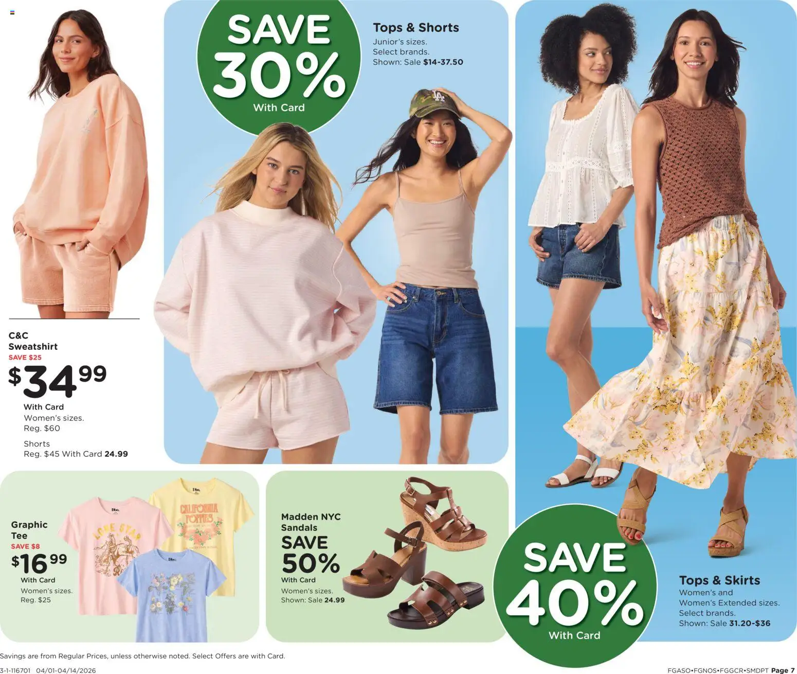 Fred Meyer Home & Apparel - valid from 01.04.2026 | Page: 7 | Products: Skirts, Shorts, Sandals