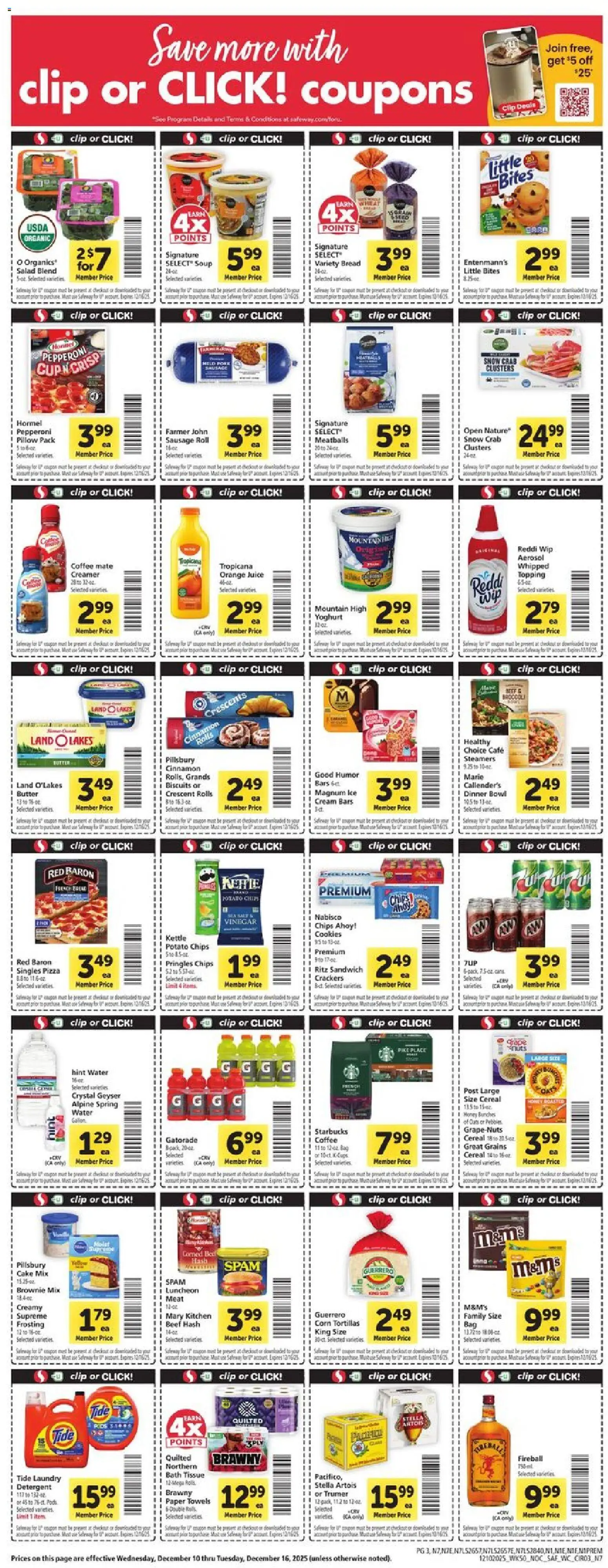 Safeway Weekly Ad - valid from 10.12.2025 | Page: 3 | Products: Vinegar, Pillow, Bath, Water