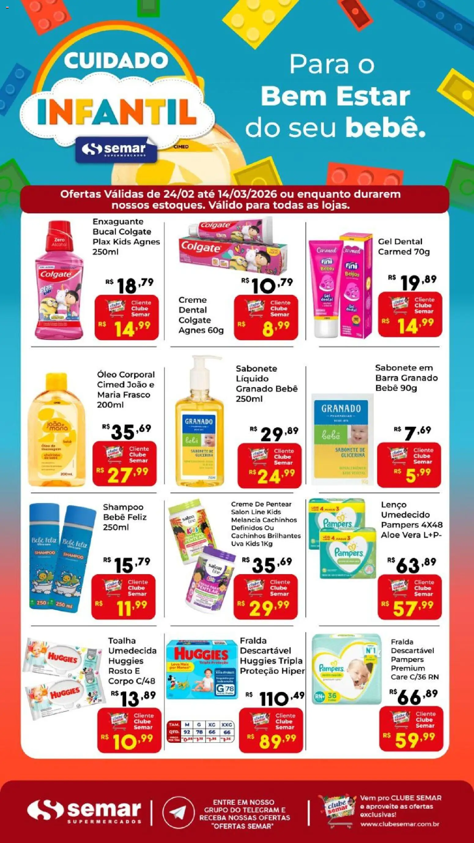Semar Supermercado Folheto - válido de 24.02.2026 | Página: 1 | Produtos: Melancia, Pampers, Enxaguante bucal, Creme