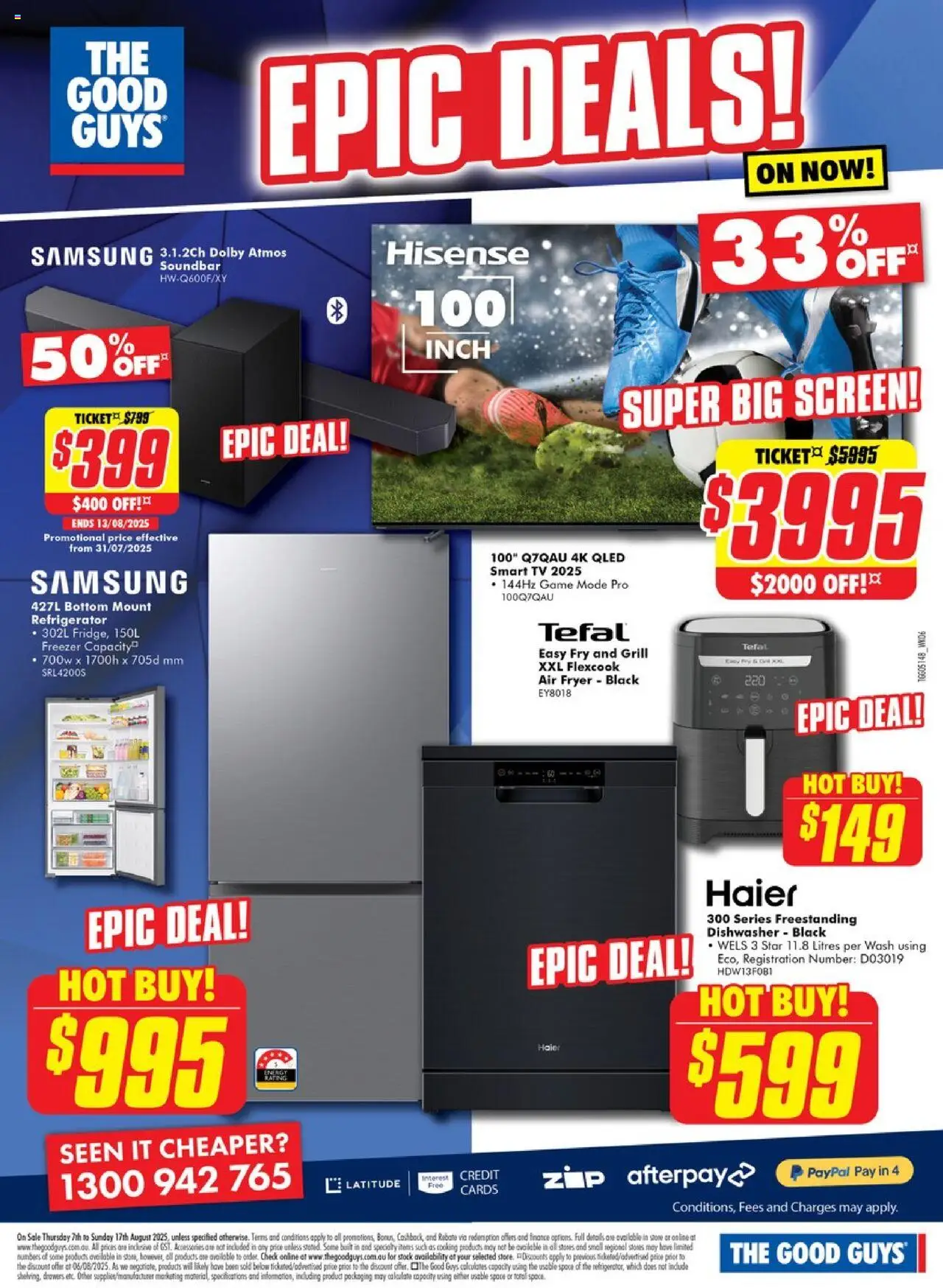 The Good Guys catalogue - valid from 06.08.2025 | Page: 3 | Products: Game, Dishwasher, Grill, Screen