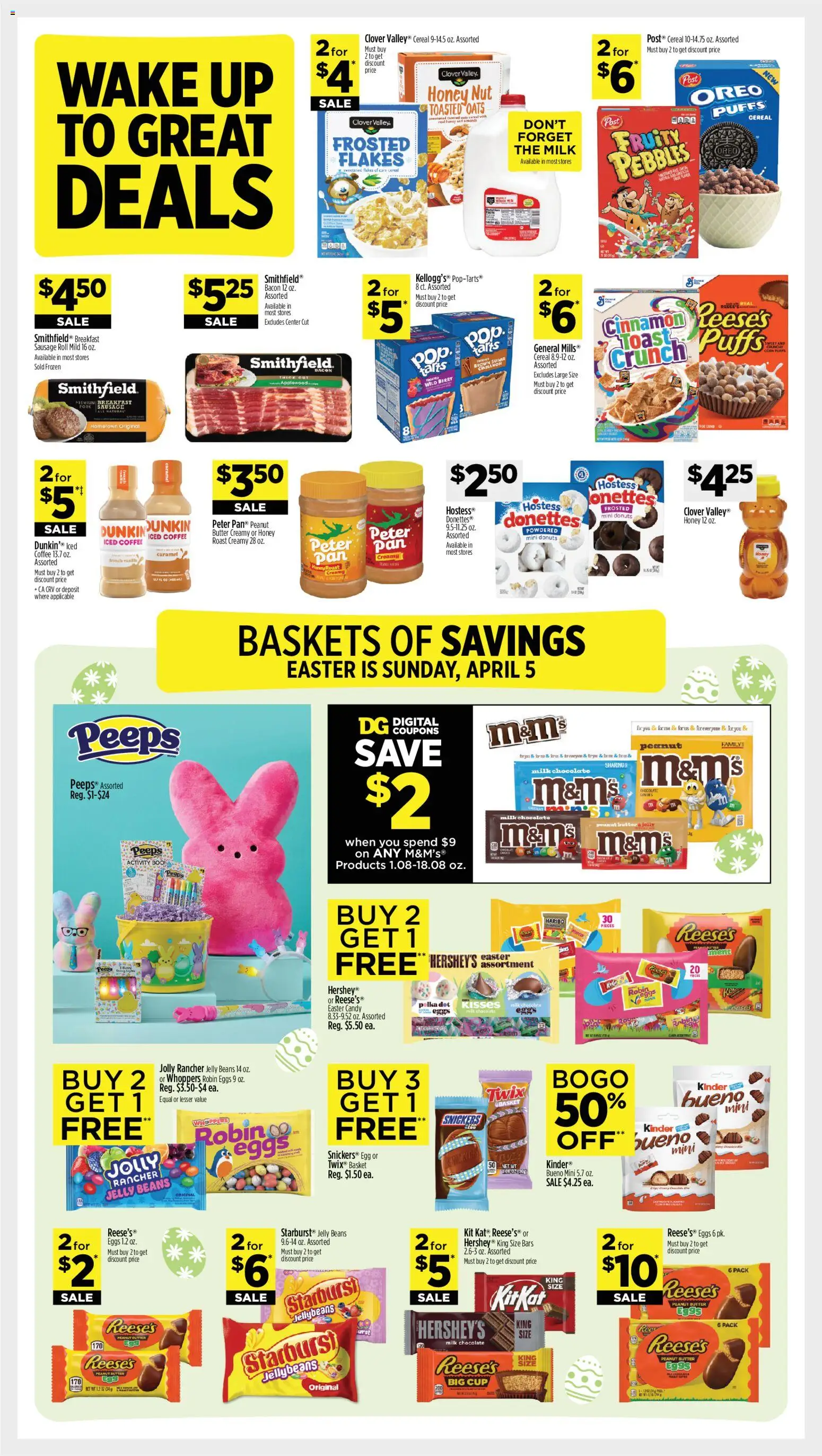 Dollar General Weekly Ad - valid from 15.02.2026 | Page: 4 | Products: Basket, Milk, Eggs, Chocolate
