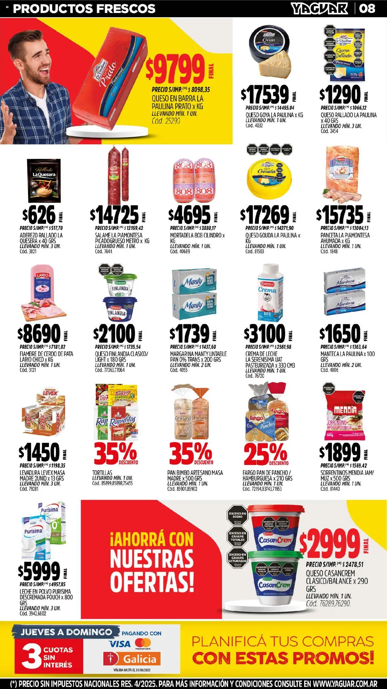 Yaguar - Chaco │ válido desde el 18.08.2025 | Página: 8 | Productos: Polvo, Crema de leche, Leche, Salame