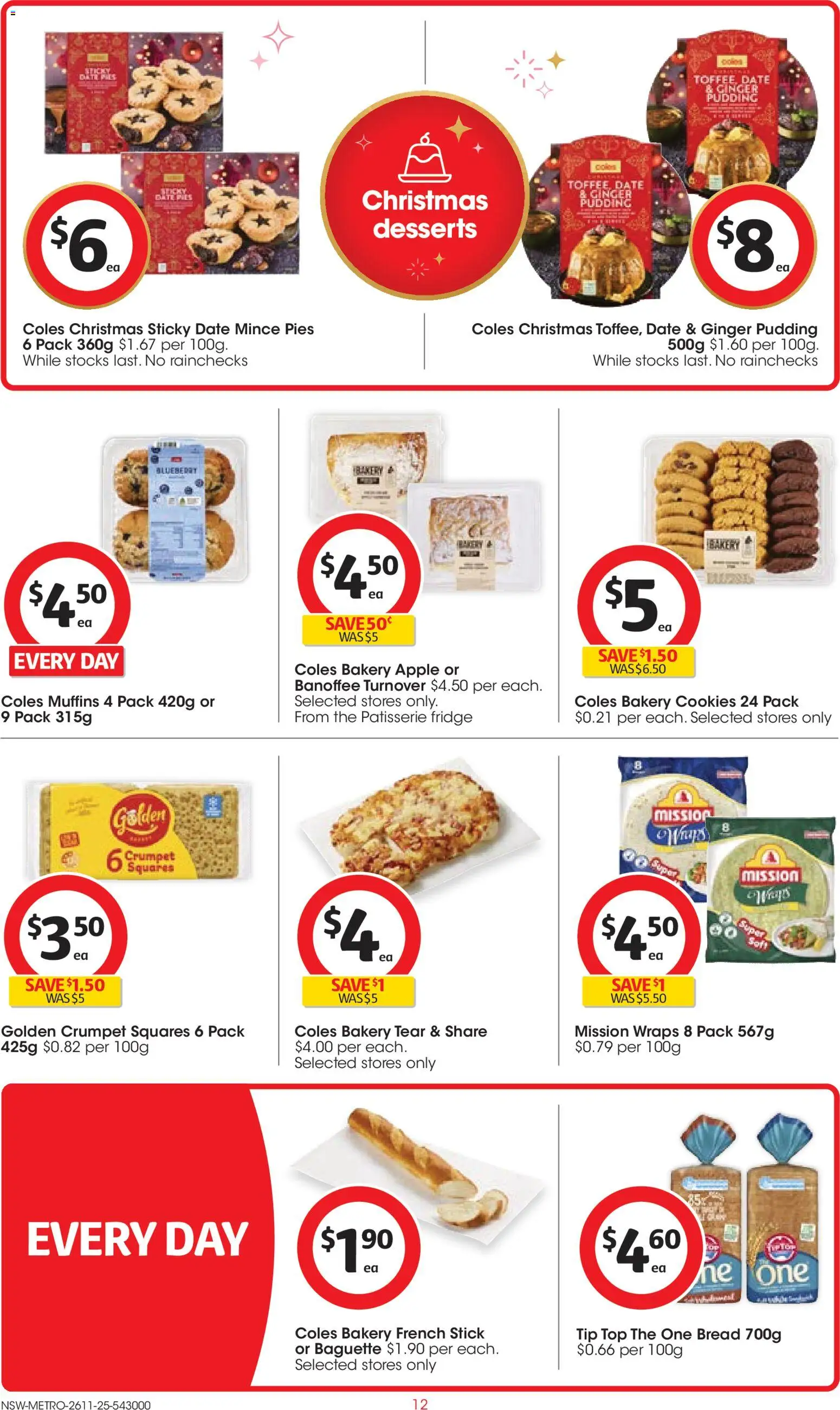 Coles catalogue - valid from 26.11.2025 | Page: 12 | Products: Bread, Ginger, Pies, Bakery