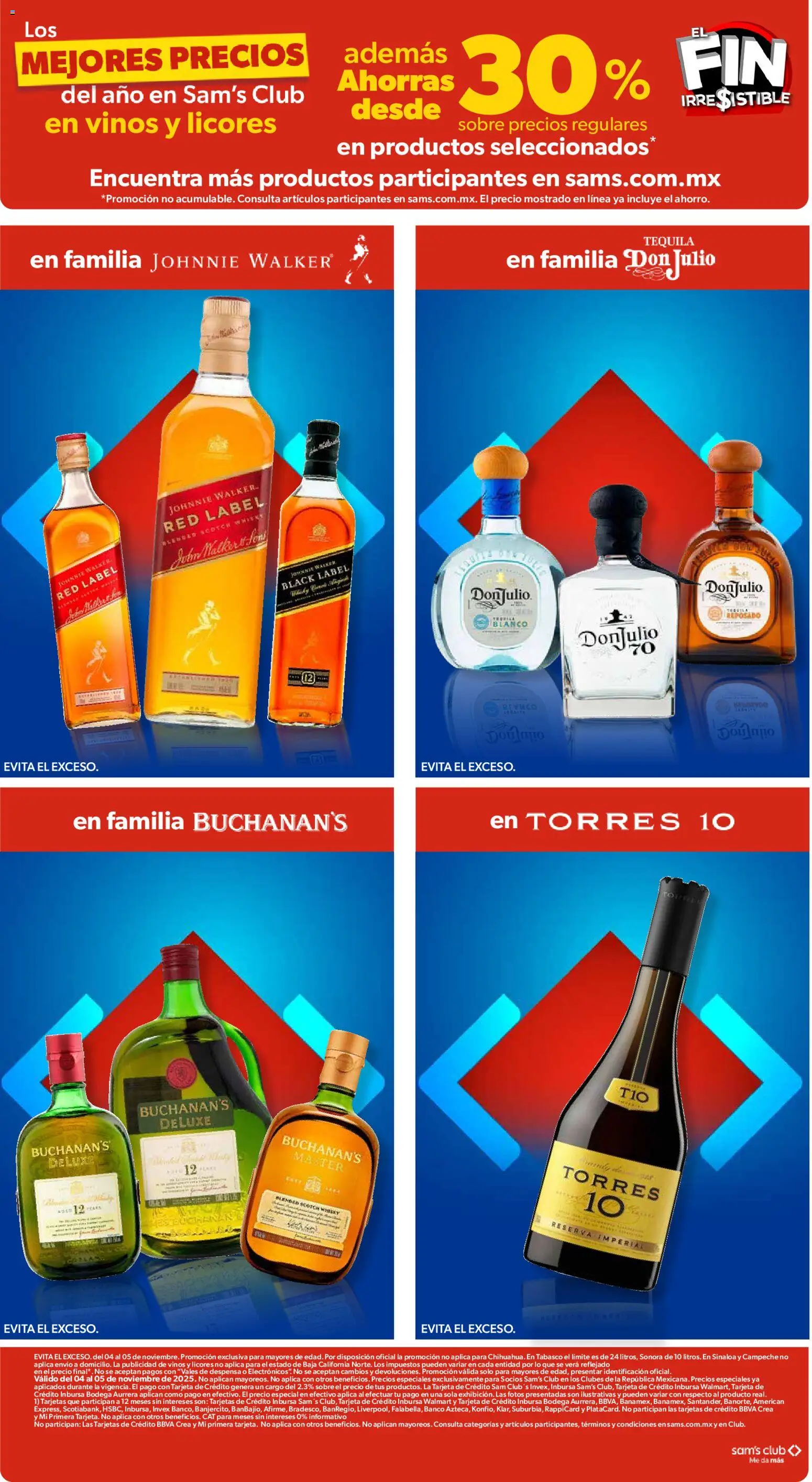 Nuevas ofertas de Sam's Club válidas en toda la República Mexicana desde el 04.11.2025. ¡Encuentra las mejores ofertas en Sam's Club Buen Fin! | Página: 26 | Productos: Tequila, Banco, Despensa, Sobre