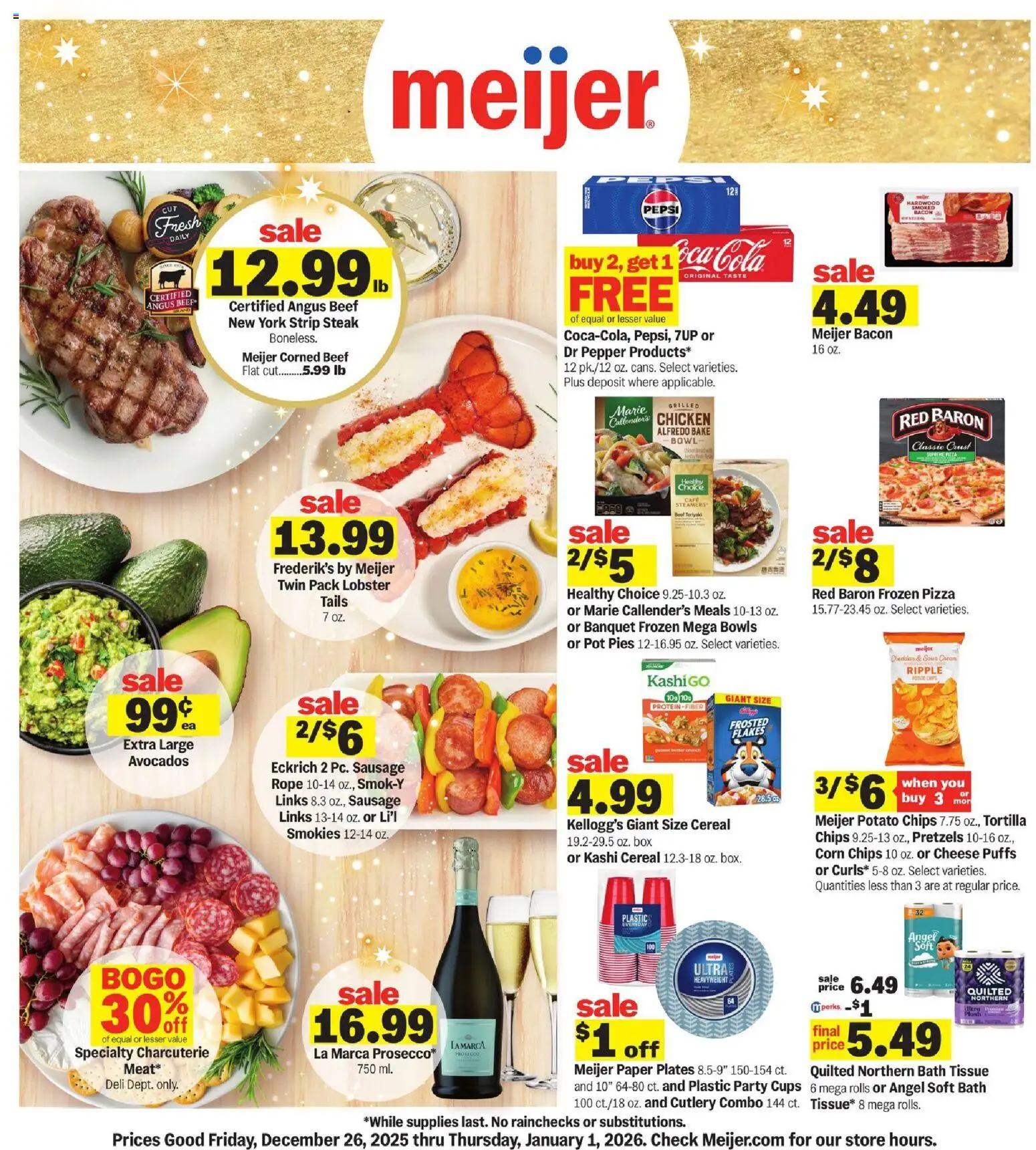 Meijer Weekly Ad - MI - valid from 26.12.2025 | Page: 1 | Products: Bath, Butter, Beef, Sausage
