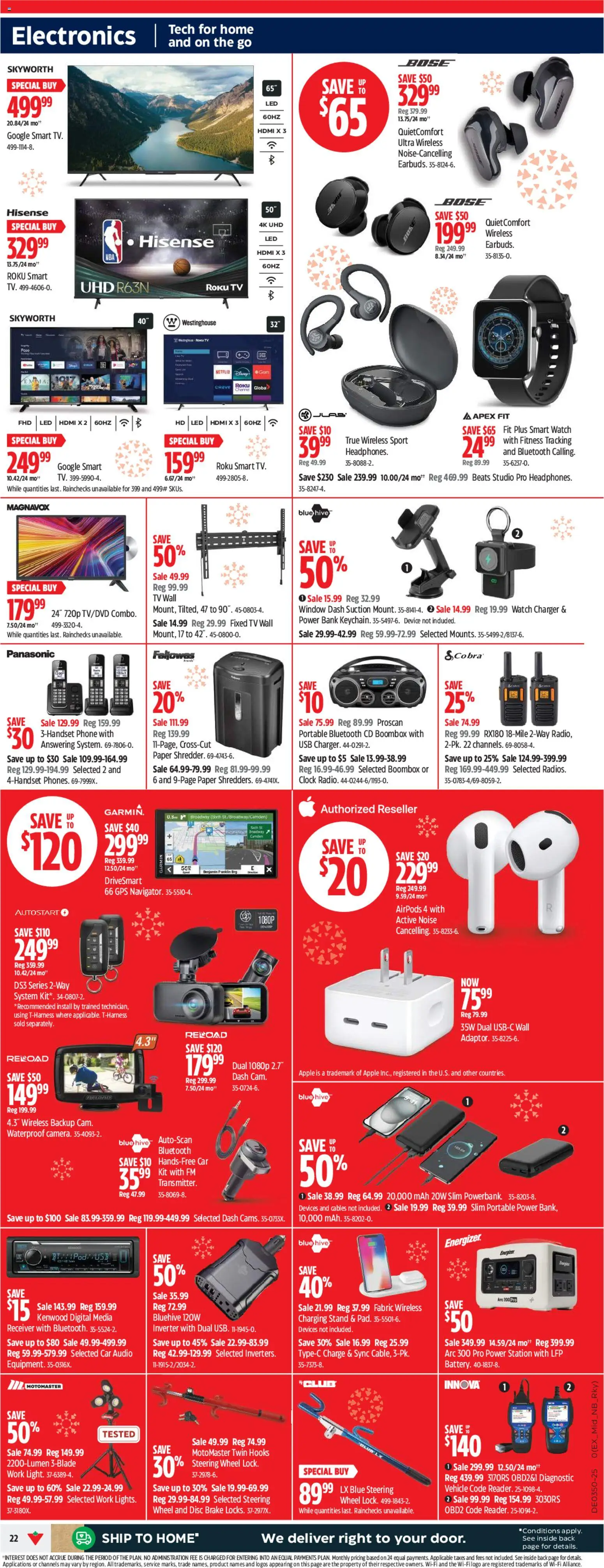 Canadian Tire flyer valid from 04.12.2025 | Page: 24 | Products: Phone, Watch, Tv, Audio