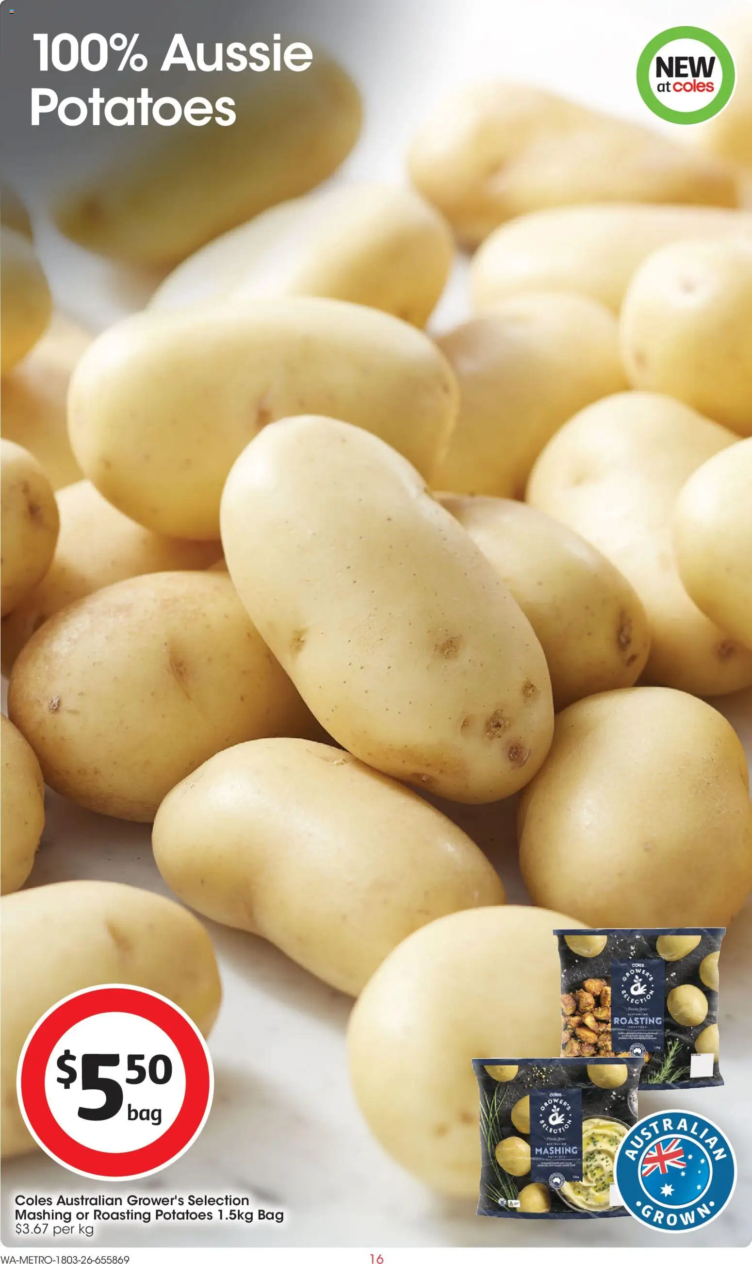 Coles catalogue - valid from 18.03.2026 | Page: 16 | Products: Potatoes, Bag