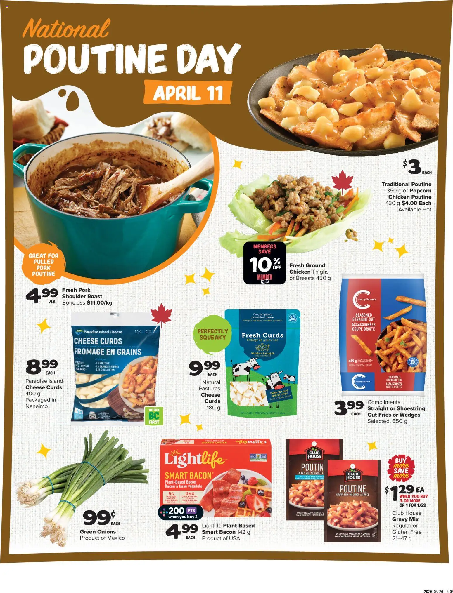 Thrifty Foods flyer valid from 09.04.2026 | Page: 14 | Products: Cheese, Chicken, Pork