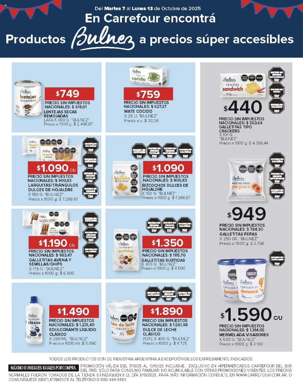 Carrefour -Ofertas Chubut │ válido desde el 07.10.2025 | Página: 12 | Productos: Dulce de leche, Mermelada, Mate cocido, Bizcochos