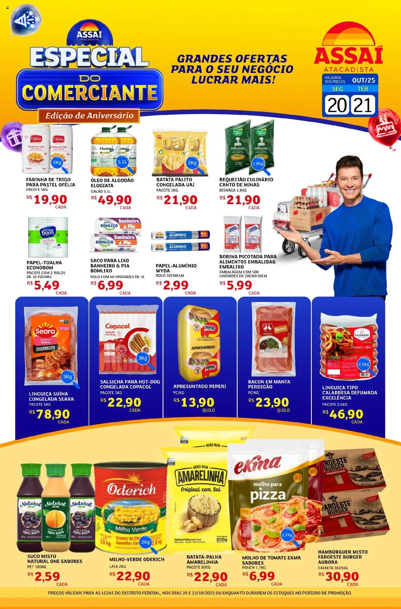 Assaí Atacadista Folheto - válido de 20.10.2025 | Página: 1 | Produtos: Saco para lixo, Hambúrguer, Batata palha, Sal