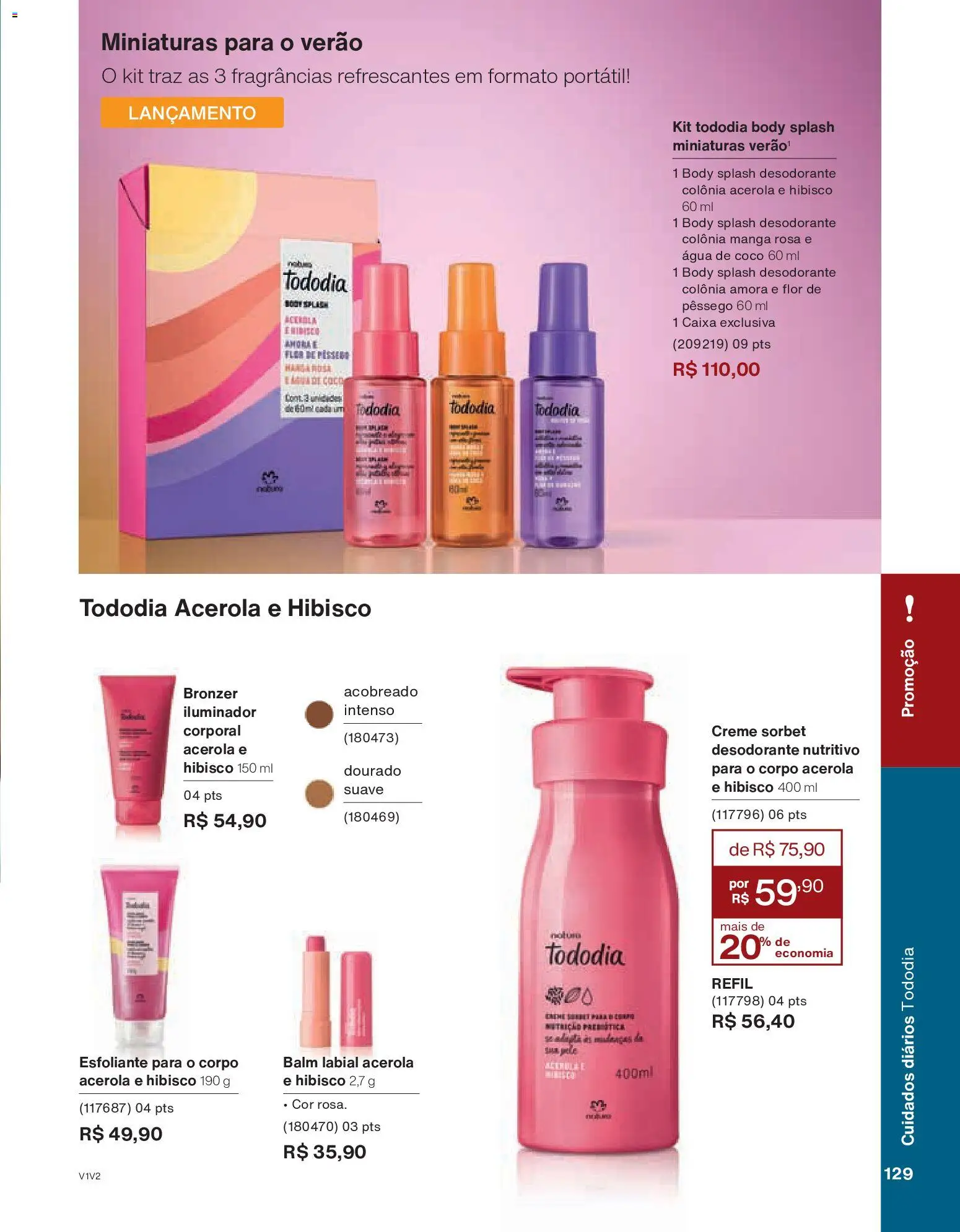 Natura Folheto - válido de 26.11.2025 | Página: 129 | Produtos: Pêssego, Body, Bronzer, Acerola