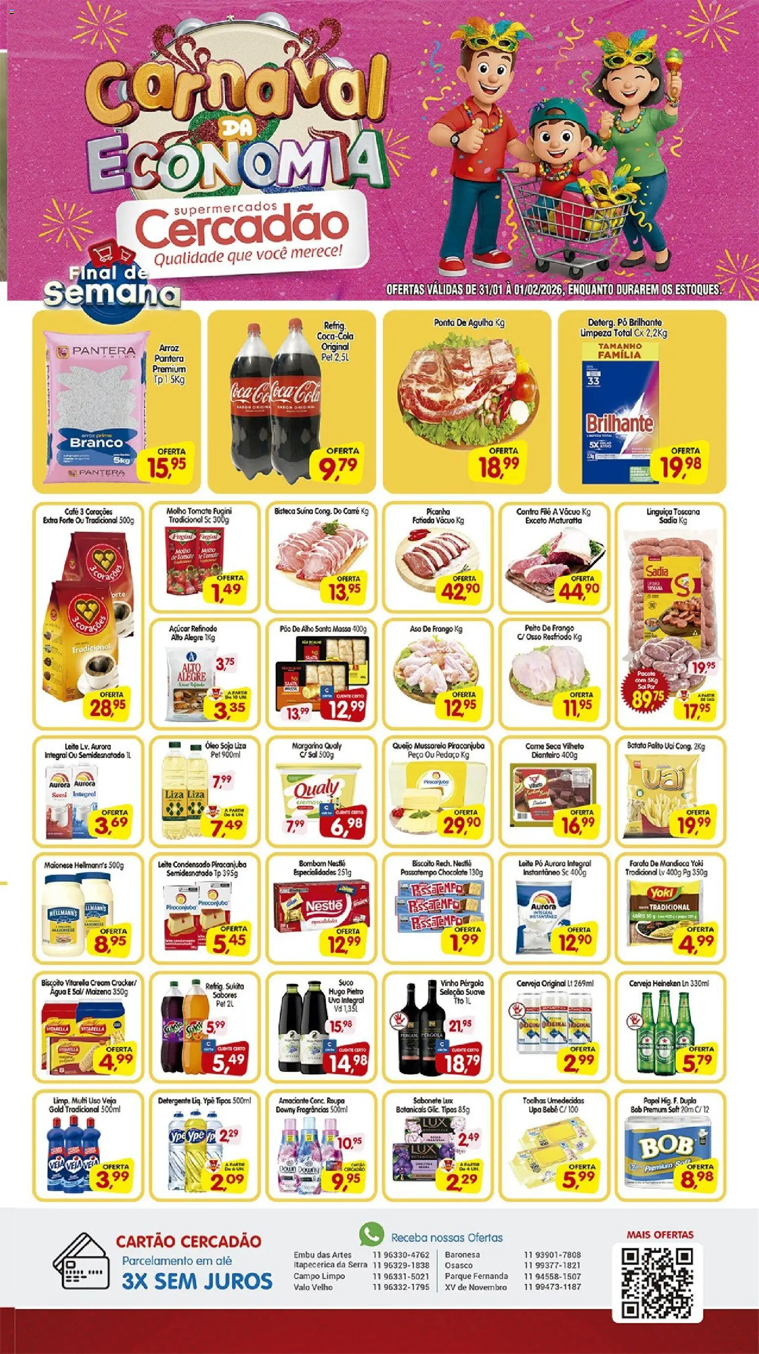 Cercadão Folheto - válido de 31.01.2026 | Página: 1 | Produtos: Cola, Linguiça, Margarina, Peito de frango