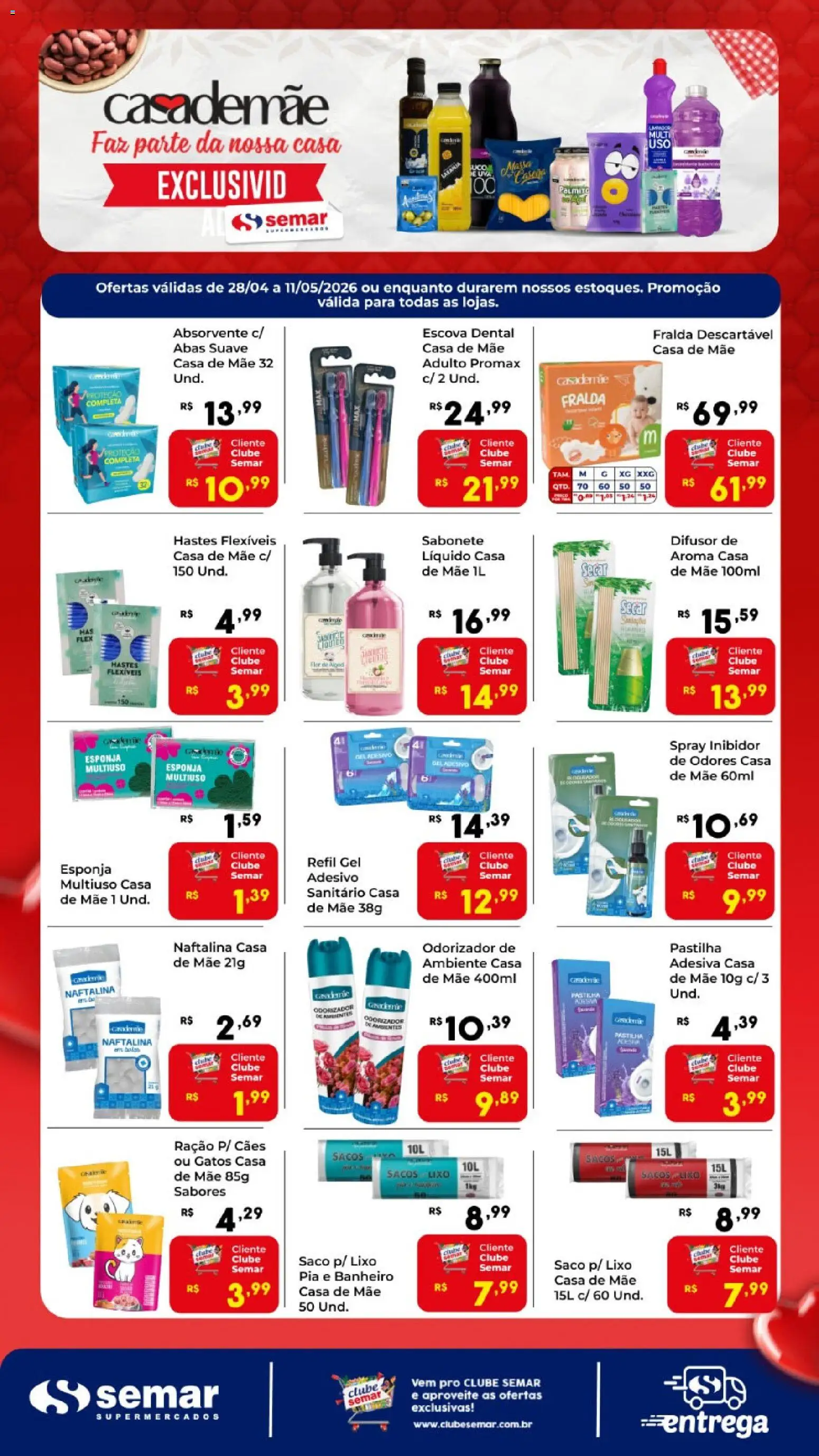 Semar Supermercado Folheto - válido de 28.04.2026 | Página: 1 | Produtos: Difusor, Esponja, Escova, Absorvente