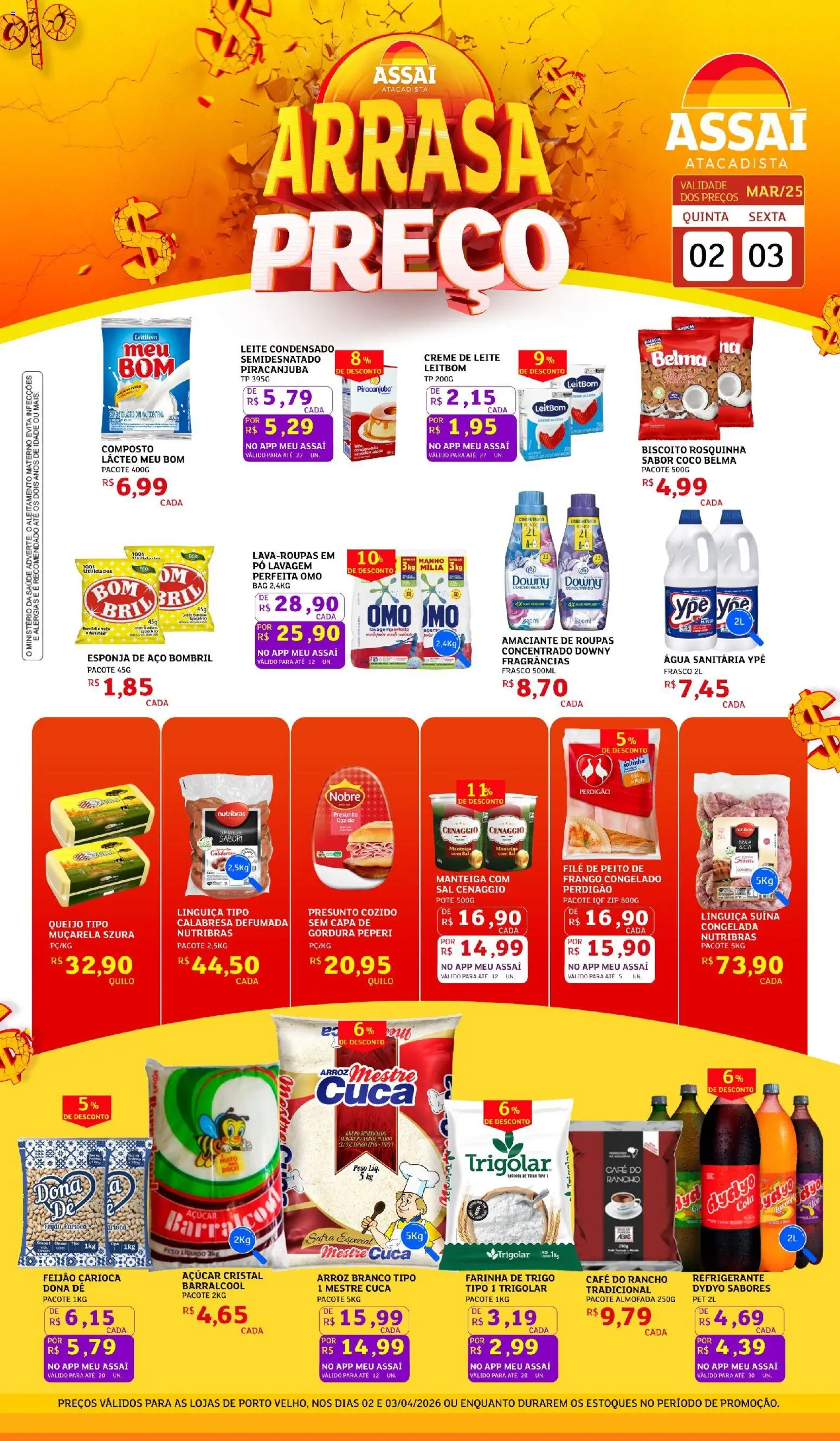 Assaí Atacadista Folheto - válido de 02.04.2026 | Página: 1 | Produtos: Linguiça, Presunto, Creme, Açúcar