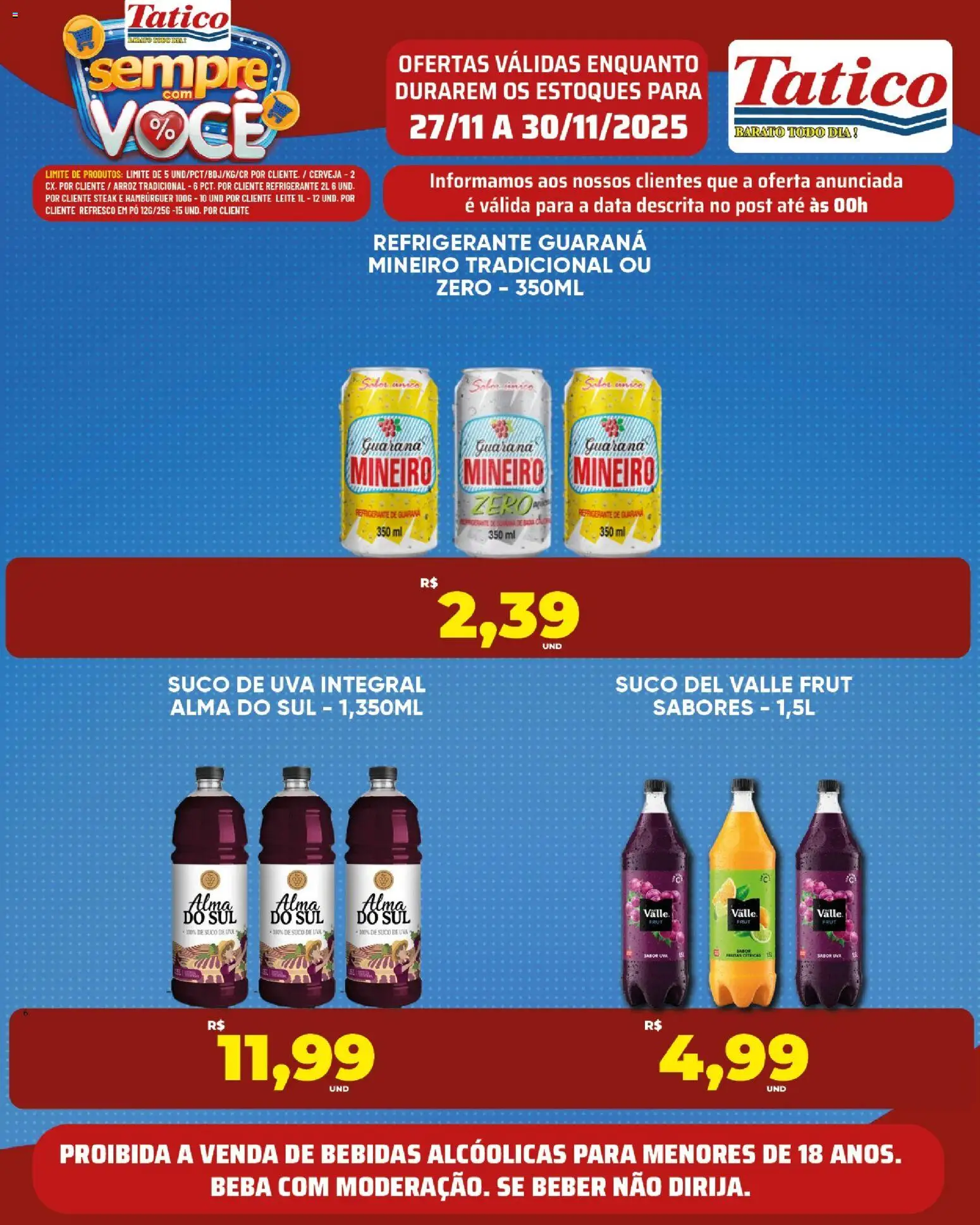 Tatico Folheto - válido de 28.11.2025 | Página: 21 | Produtos: Refresco, Guaraná, Suco, Hambúrguer