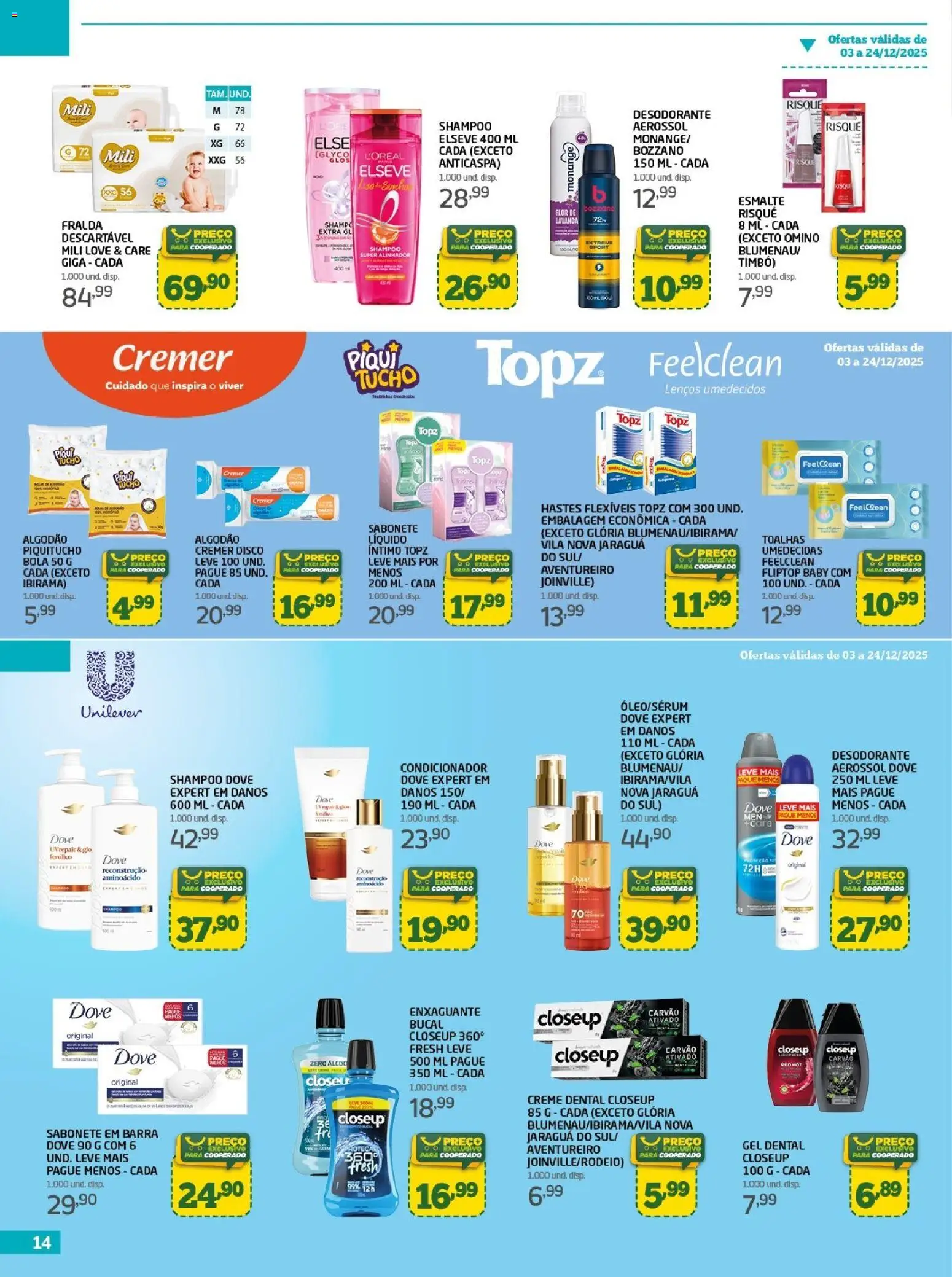 Cooper Folheto - válido de 03.12.2025 | Página: 14 | Produtos: Shampoo, Desodorante, Algodão, Creme dental