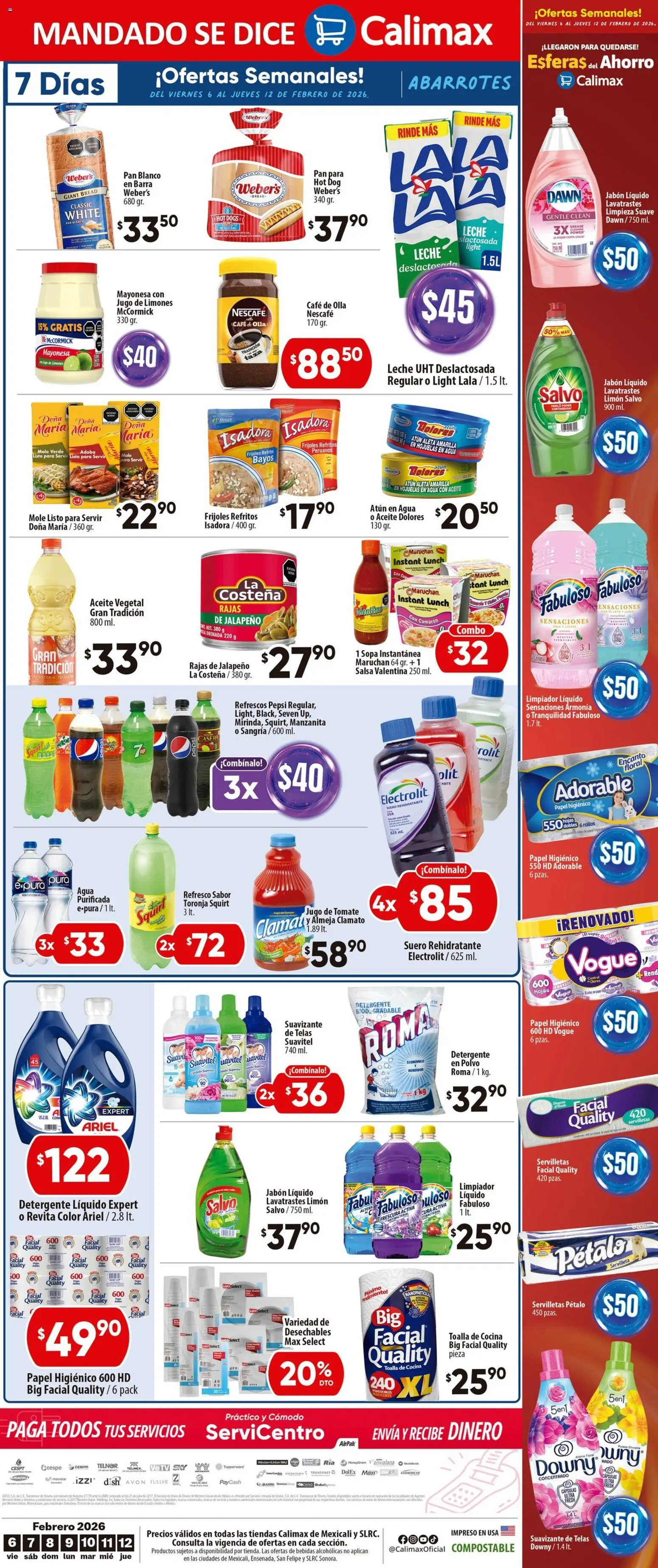 Nuevas ofertas de Calimax válidas en toda la República Mexicana desde el 06.02.2026. ¡Encuentra las mejores ofertas en Calimax folleto Mexicali y SLRC! | Página: 6