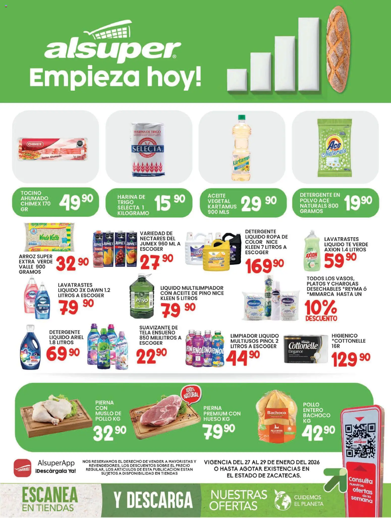 Nuevas ofertas de Alsuper válidas en toda la República Mexicana desde el 27.01.2026. ¡Encuentra las mejores ofertas en Alsuper folleto Zacatecas! | Página: 1 | Productos: Durazno, Tocino, Mango, Polvo