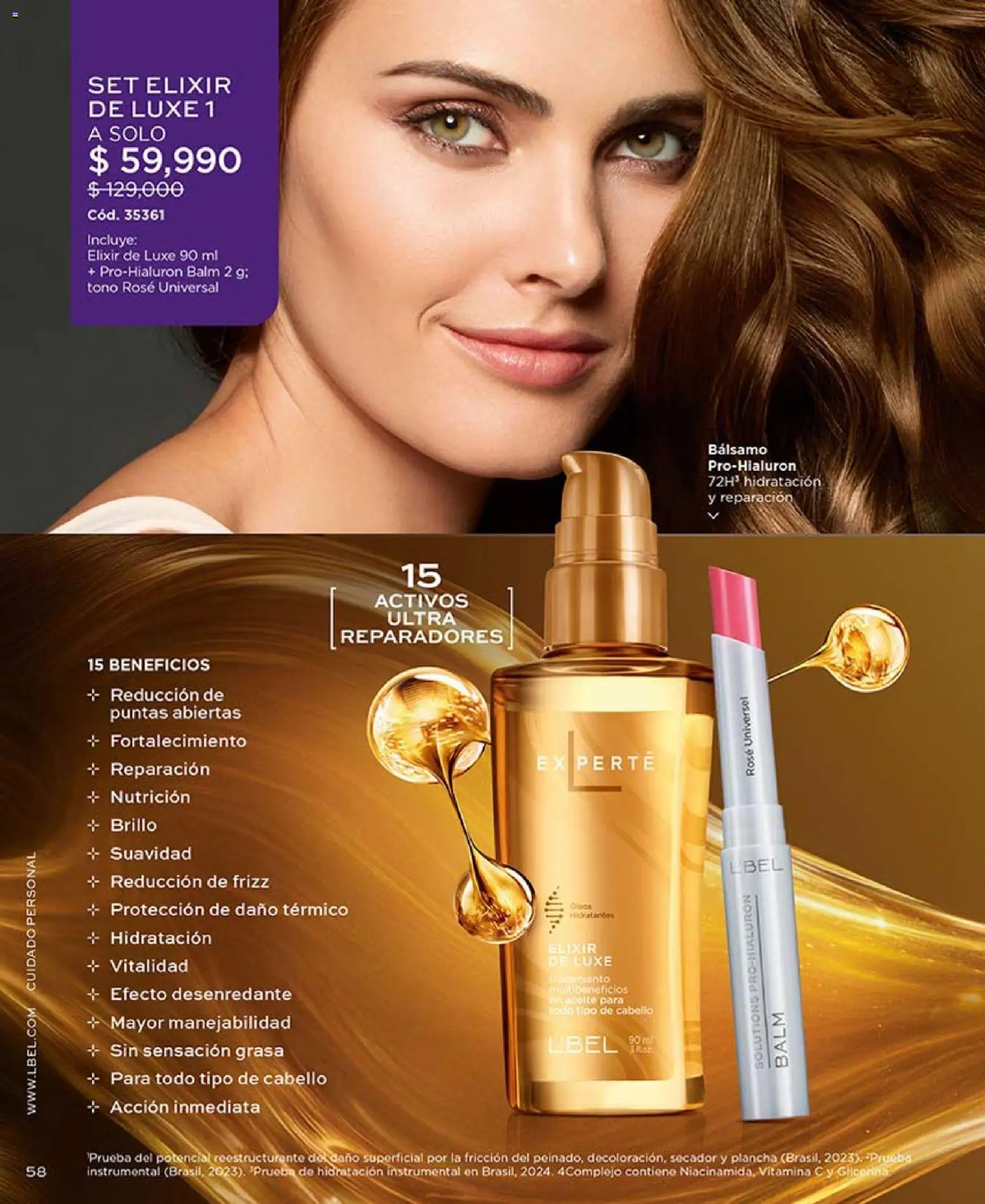 L'Bel revista - valida desde el 03.04.2026 | Página: 58 | Productos: Plancha, Bálsamo, Brillo, Aceite