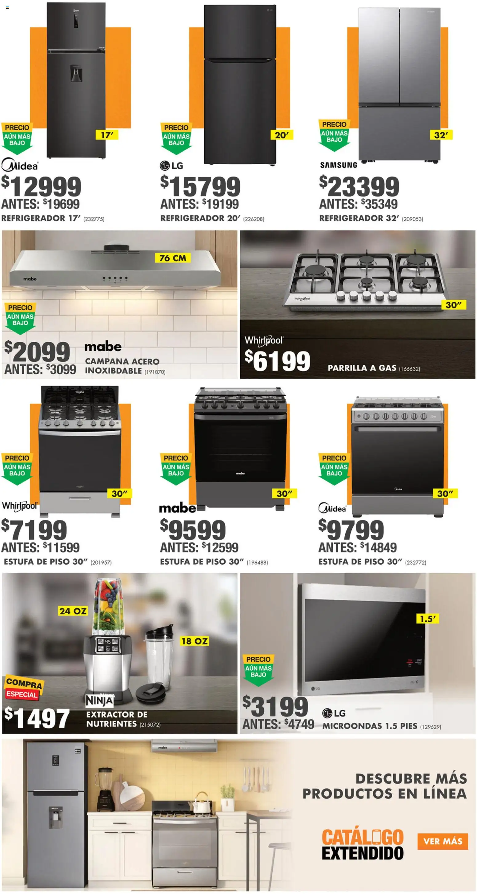 Nuevas ofertas de Home Depot válidas en toda la República Mexicana desde el 12.02.2026. ¡Encuentra las mejores ofertas en Home Depot catálogo! | Página: 3 | Productos: Refrigerador, Microondas, Extractor, Campana