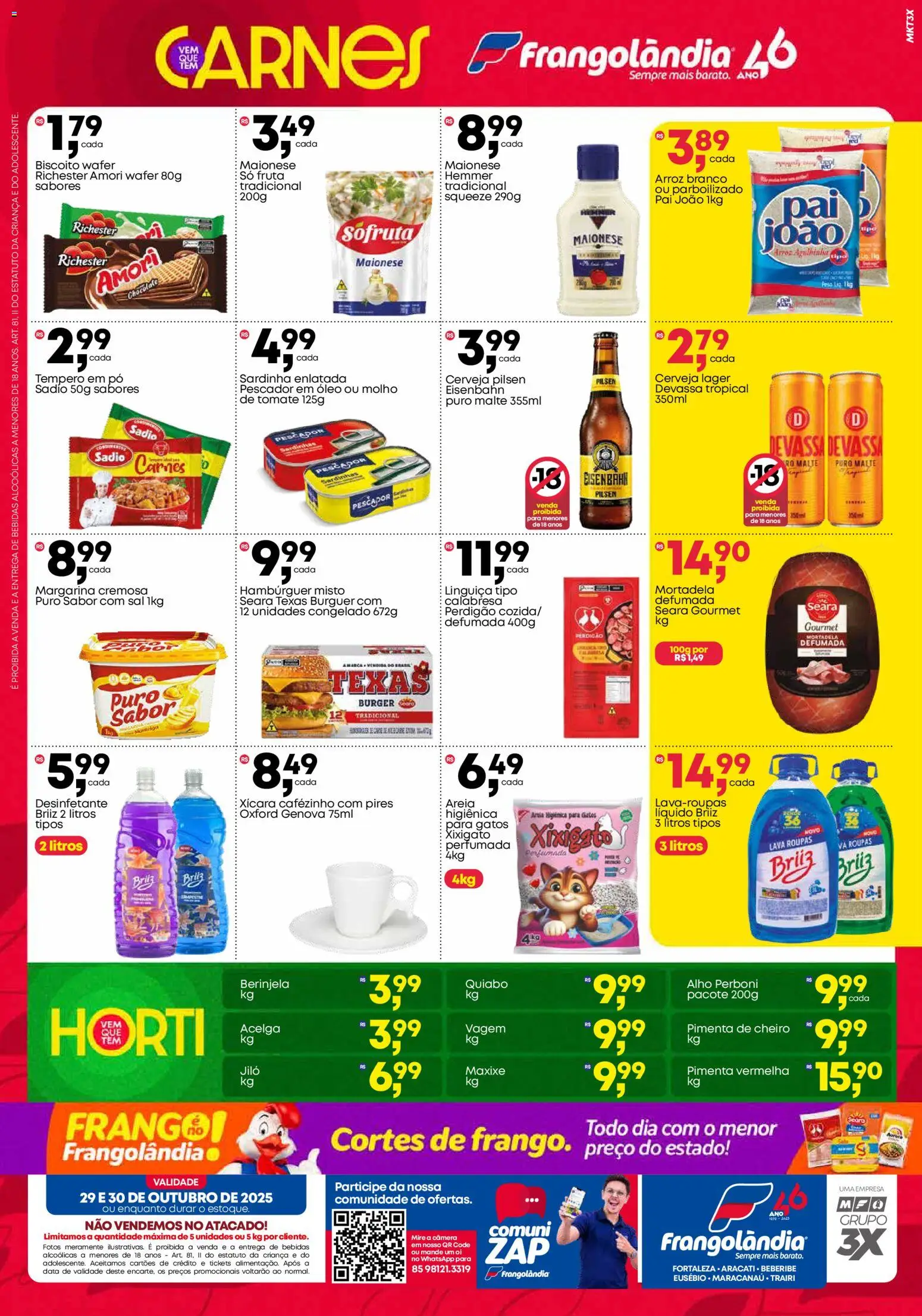 Frangolândia Folheto - válido de 29.10.2025 | Página: 2 | Produtos: Areia, Mortadela, Arroz, Maionese