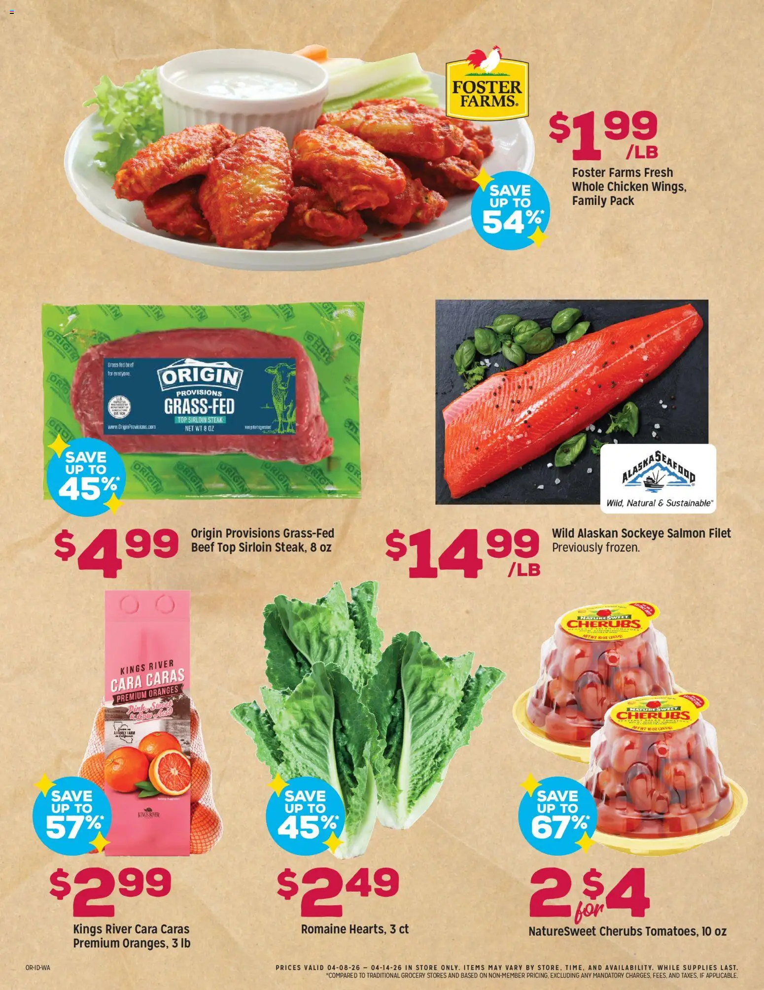 Grocery Outlet Weekly Ad - ID - valid from 08.04.2026 | Page: 2 | Products: Romaine, Oranges, Beef
