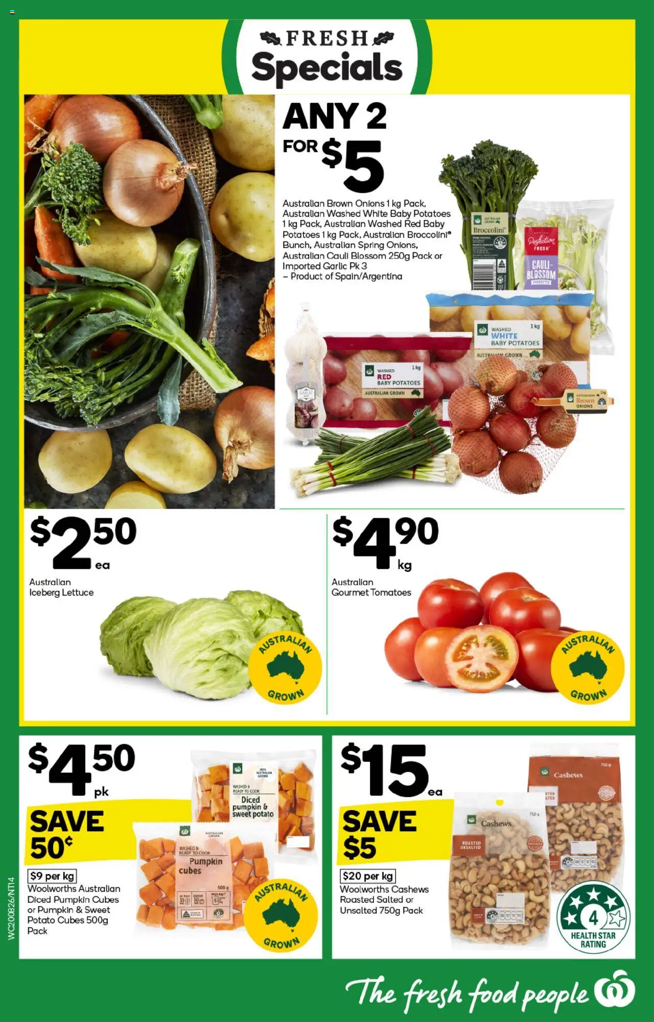 Woolworths catalogue - valid from 20.08.2025 | Page: 14 | Products: Tomatoes, Onions, Garlic, Pumpkin