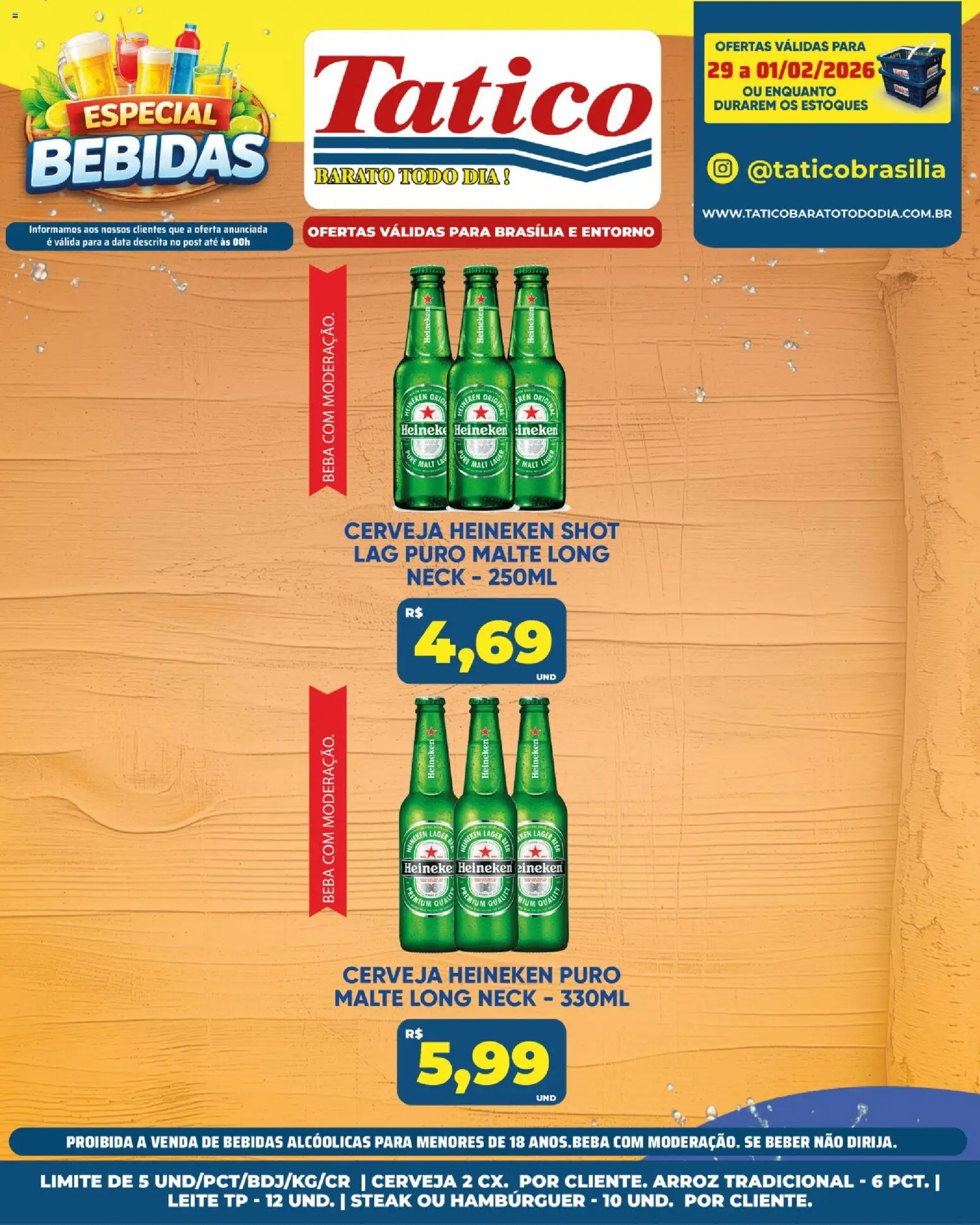 Tatico Folheto - válido de 31.01.2026 | Página: 28 | Produtos: Leite, Cerveja, Arroz, Cerveja Heineken