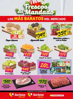 Vista previa de Soriana - Frescos del Mandado Mercado: Ags, Nay, Jal, Qro, Col, Mich, Gto, Hgo, Tlax, Mor, Pue, Gro, Oax, Edo. de Mex, CDMX, Zac y, nuevo folleto de la tienda, válido en México a partir del 27.01.2026