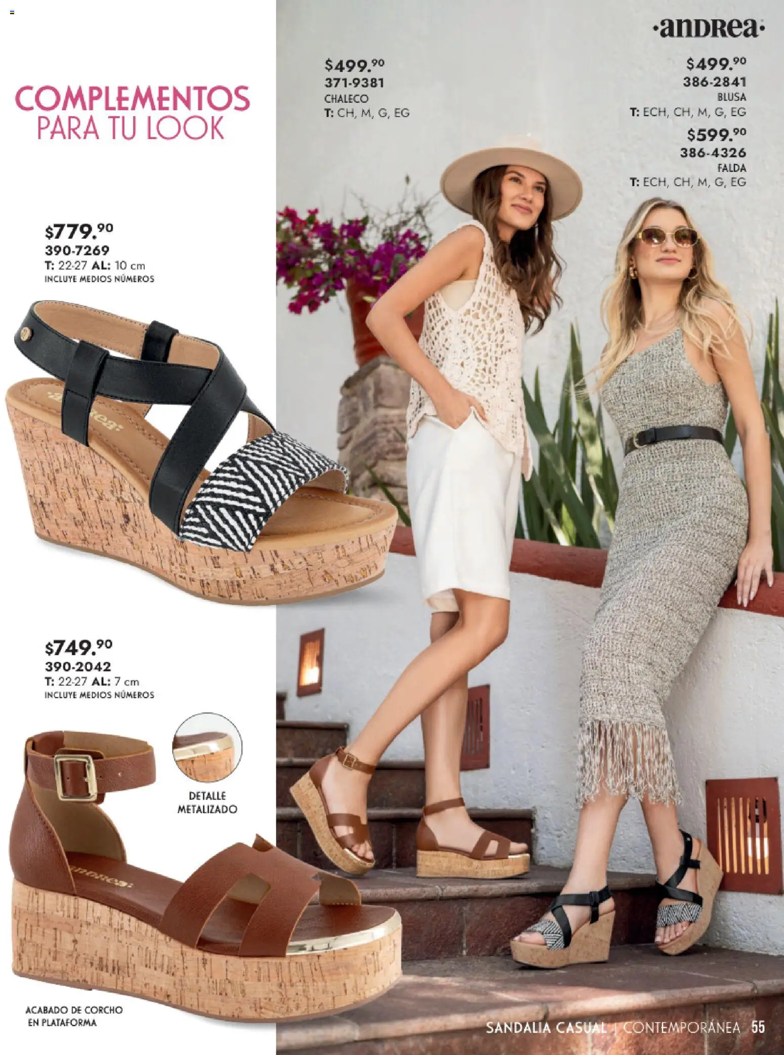 Nuevas ofertas de Andrea válidas en toda la República Mexicana desde el 25.01.2026. ¡Encuentra las mejores ofertas en Andrea catálogo Calzado Dama! | Página: 55 | Productos: Blusa, Chaleco, Falda