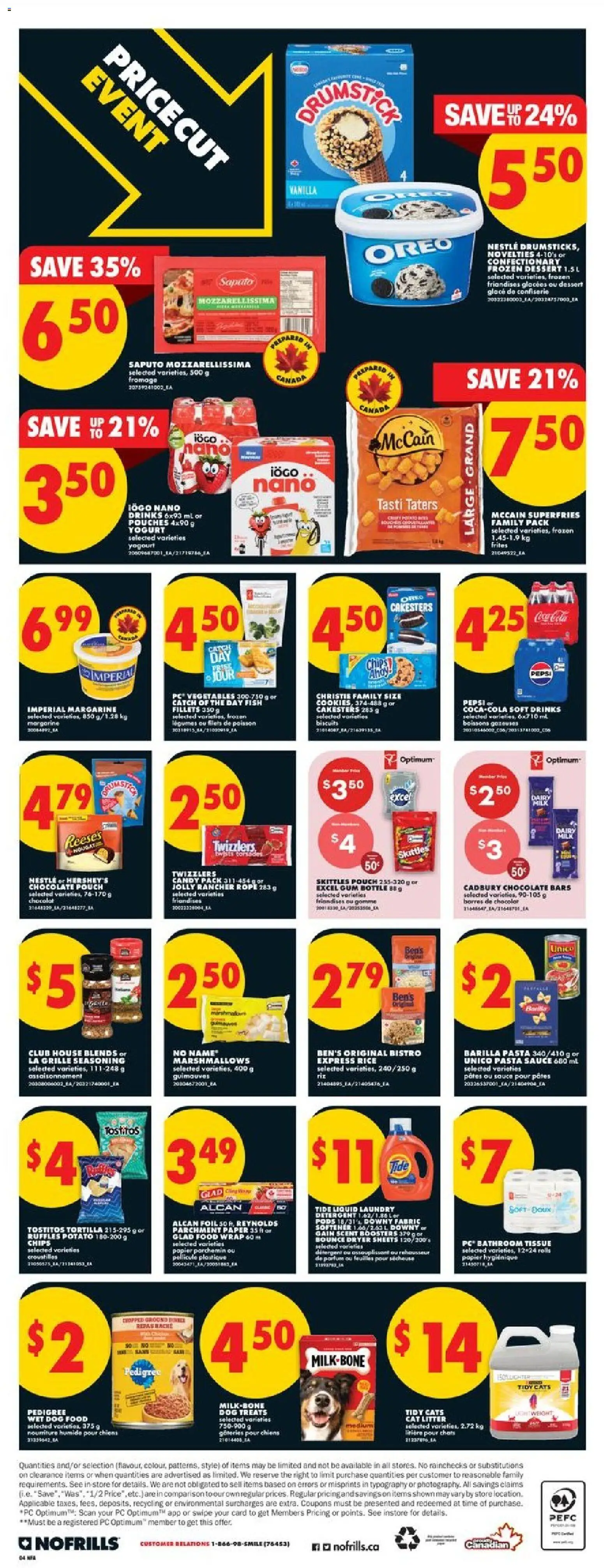 No Frills flyer valid from 16.04.2026 | Page: 4 | Products: Pasta, Chips, Detergent, Milk