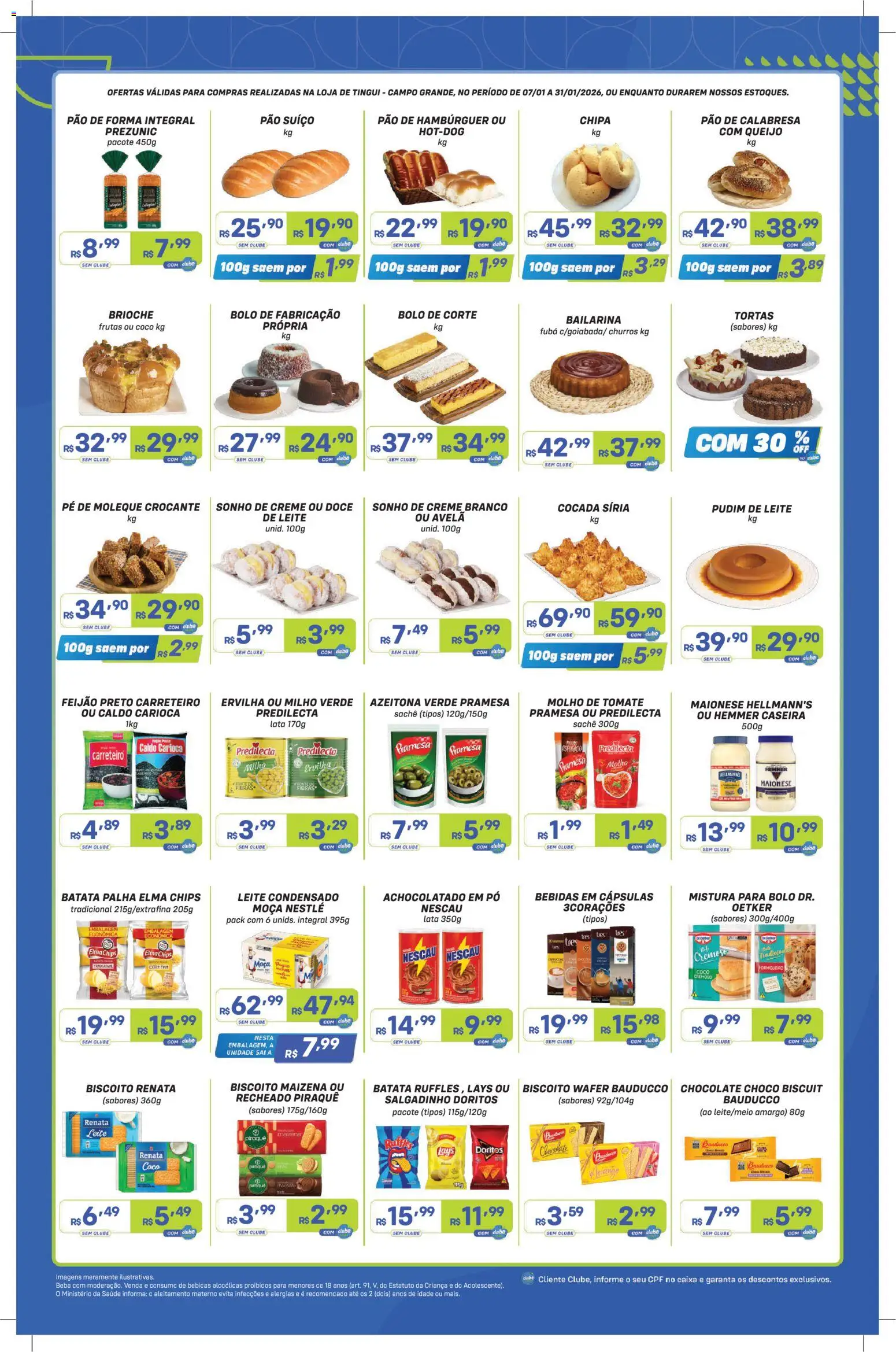 Prezunic Folheto - válido de 07.01.2026 | Página: 3 | Produtos: Achocolatado, Queijo, Bolo, Batata